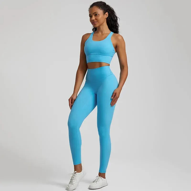 Buttery Soft 2-Piece Yoga Set for Women - Strappy Sports Bra & High Waist Leggings | Workout Outfit, Gym Clothing & Sports Suits | Perfect for Yoga, Pilates & Fitness Training