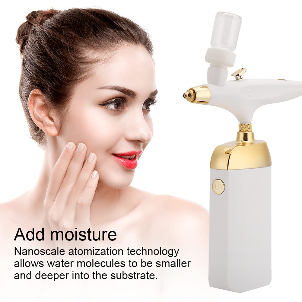 Portable Airbrush Makeup Machine - Handheld Oxygen Injection Moisturizing Beauty Device with Tattoo Paint Spray Gun for Home & Professional Use | Perfect Gift for Women (White) | Ideal for Skincare, Makeup Application & Cosmetic Tattooing