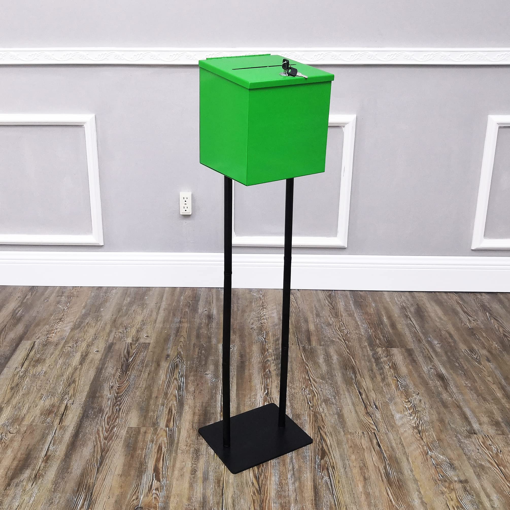FixtureDisplays® Metal Donation Box with Stand - 8.6