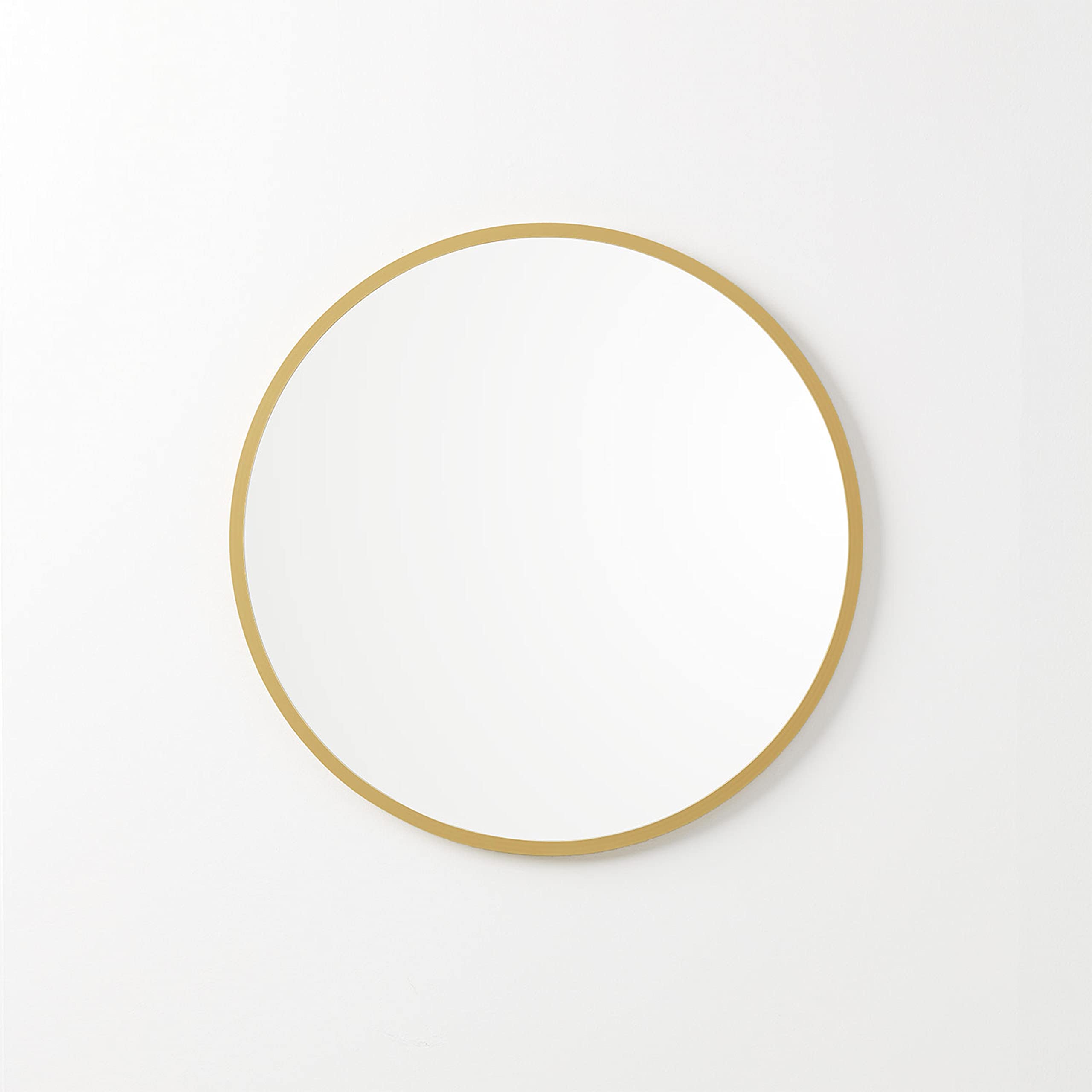 Better Bevel 30x30 Inch Matte Gold Rubber Framed Round Mirror - Bathroom Wall Mirror for Vanity, Dressing Room & Home Decor