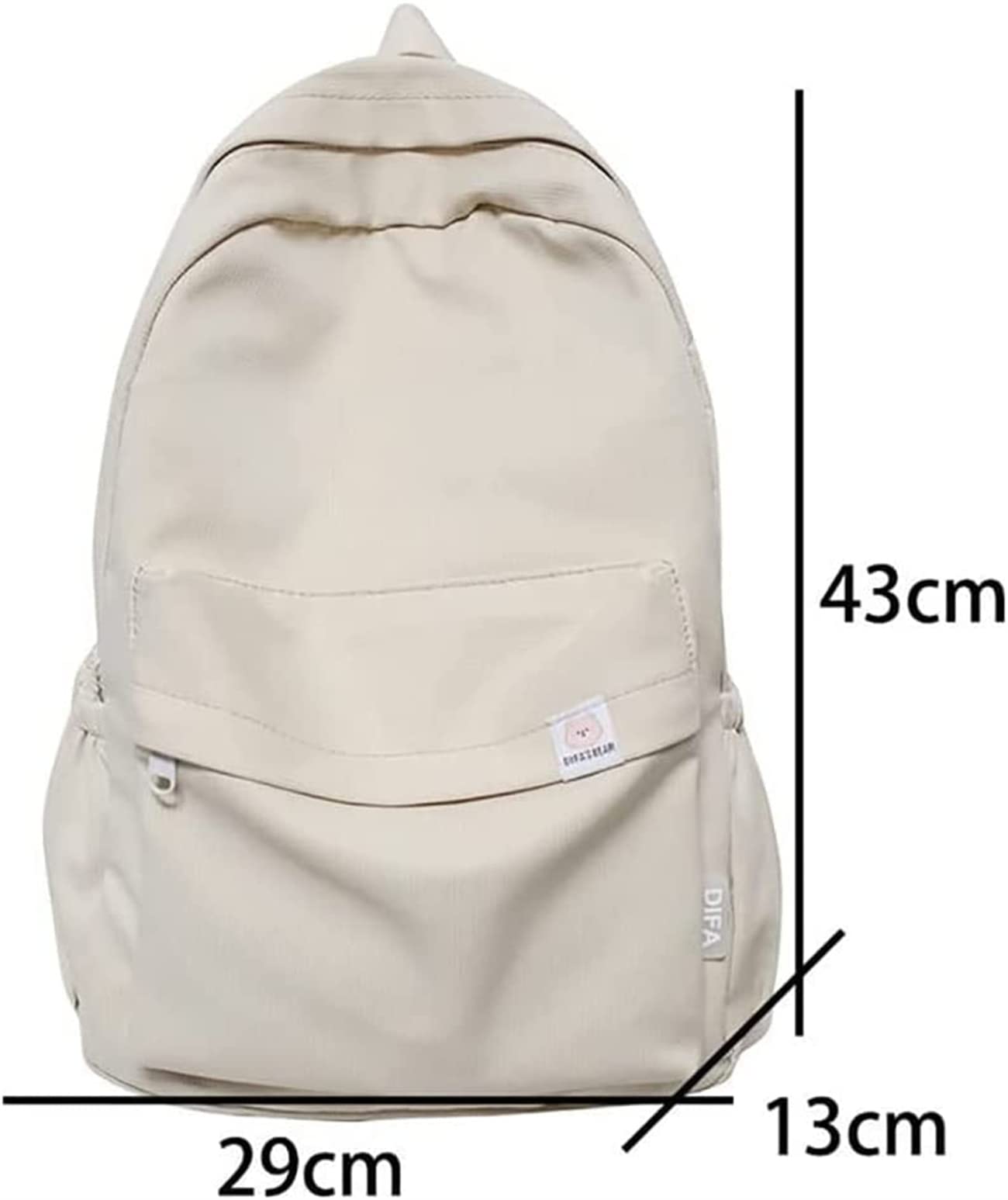 Difa Bear Backpack - Kawaii Cute Aesthetic Sage Green Rucksack with Large Capacity for School, Travel & Daily Use (White)