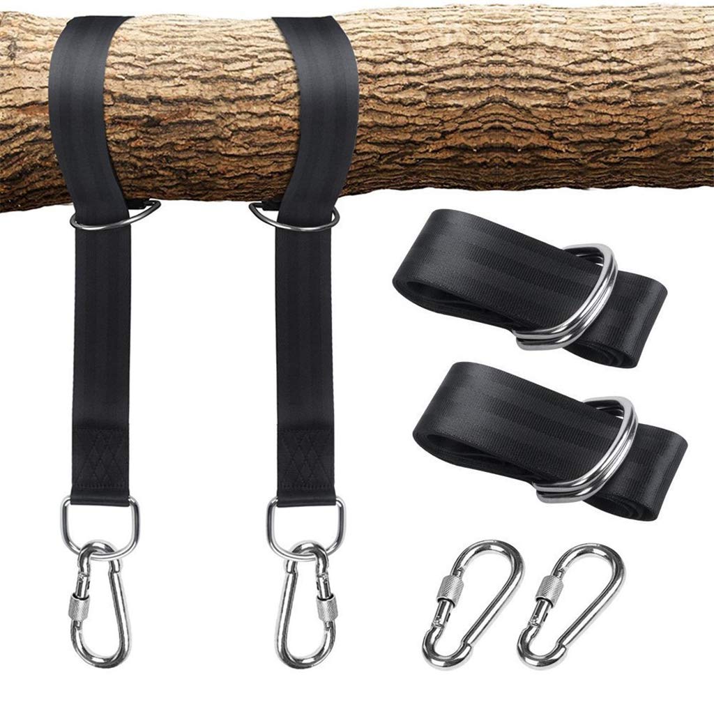 Heavy Duty Tree Swing Hanging Straps Kit - 2000 lbs Weight Capacity, 5ft Extra Long Straps with Locking Carabiner Hooks - Perfect for Outdoor Swings, Hammocks & Backyard Play - Includes Carry Pouch for Easy Installation & Storage