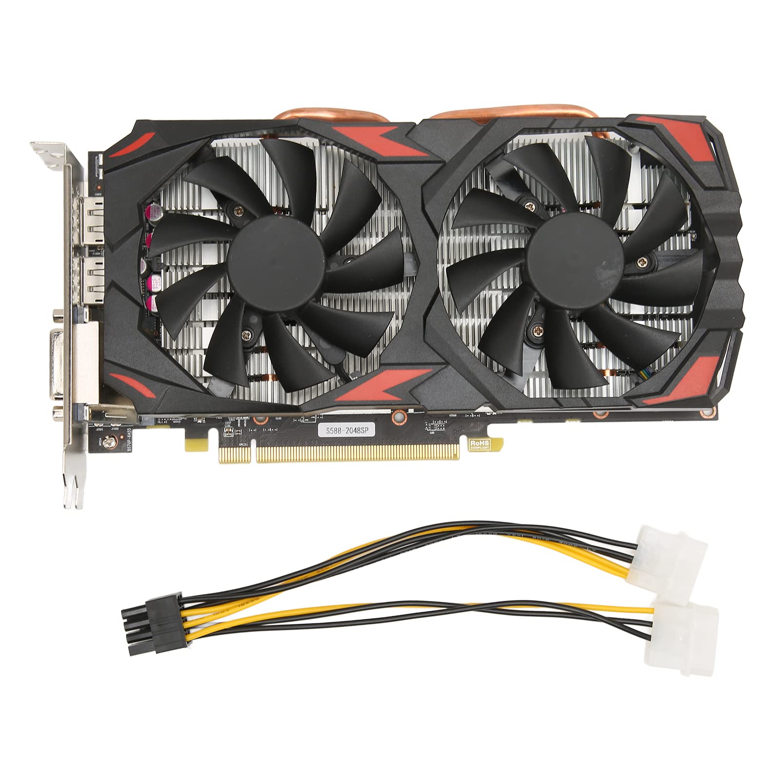 Yctze RX580 8GB GDDR5 256Bit PCIe 3.0 Gaming Graphics Card with Dual Cooling Fans - 3x DisplayPort/HDMI/DVI, 4K 60Hz Output - Perfect for PC Gaming, Video Editing & Crypto Mining