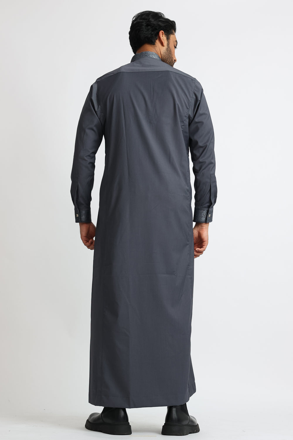 Premium J130 Ash Grey Thobe for Men - Traditional Islamic Robe for Prayer, Eid & Special Occasions
