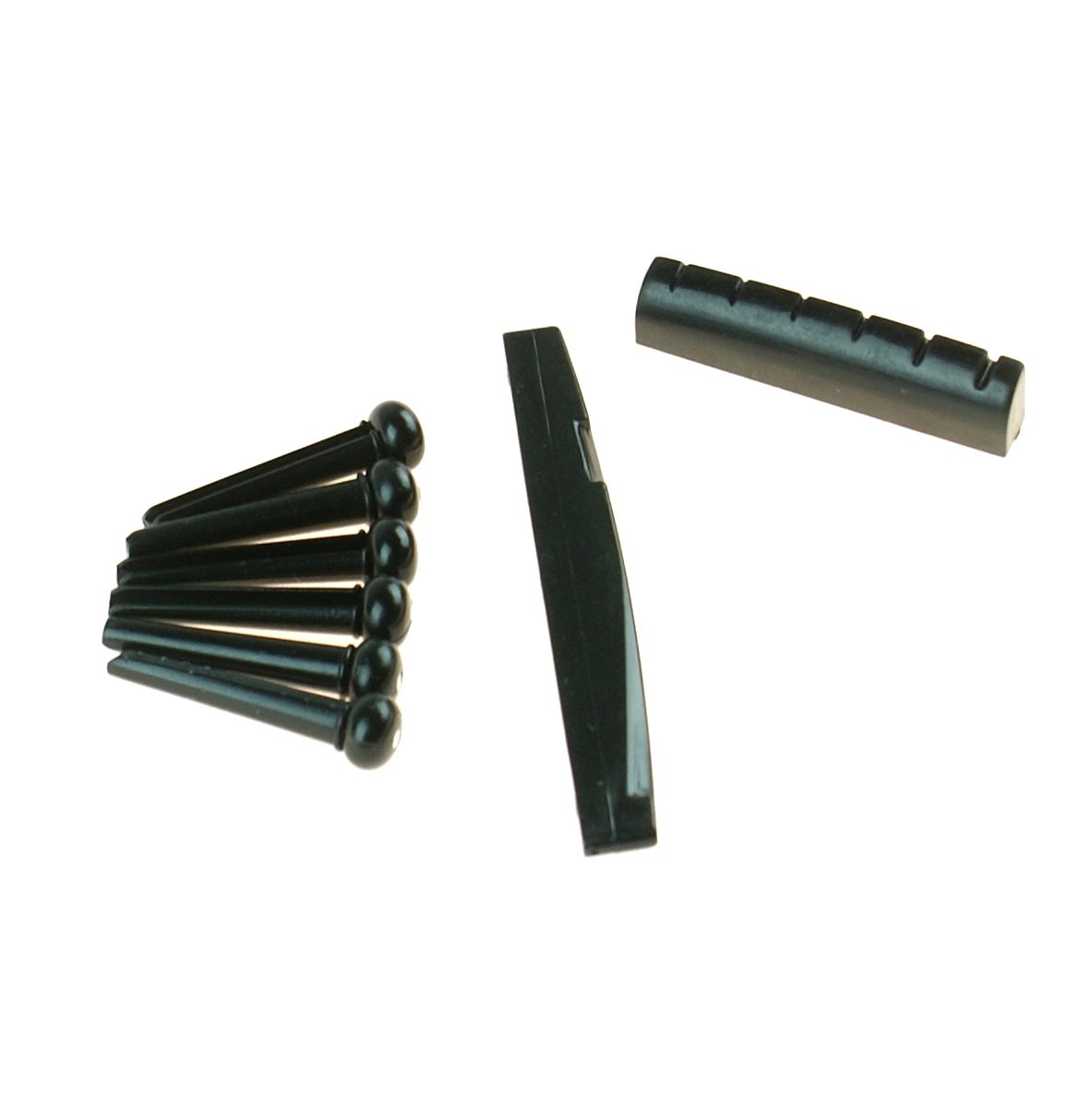 Premium Acoustic Guitar Saddle, Bridge Pins & Nut Combo Set - Black | Replacement Parts for Guitar Repair & Maintenance | Perfect for DIY Guitar Upgrades & Professional Setups