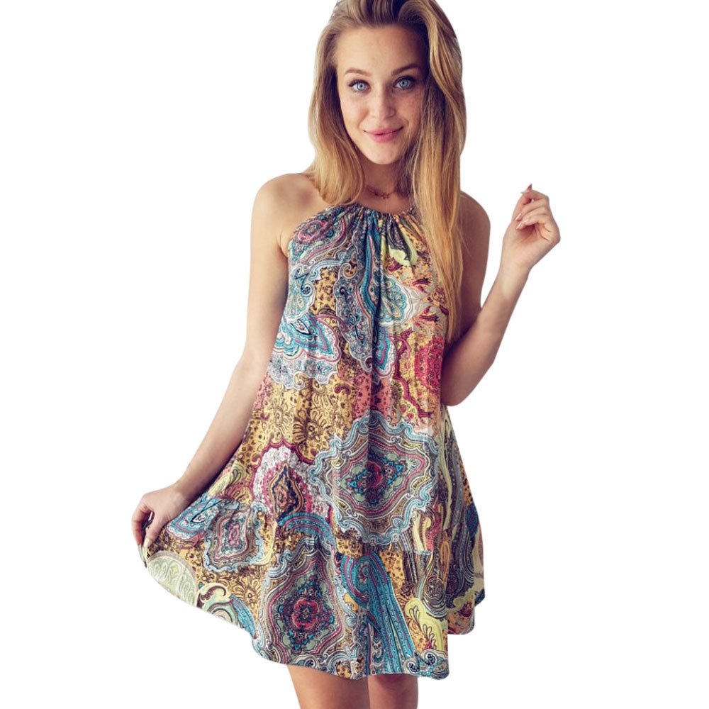 Boho Floral Maxi Dress for Women - Vintage Summer Evening Dress, Athletic Mini Dress - Perfect for Beach, Wedding, and Casual Outings