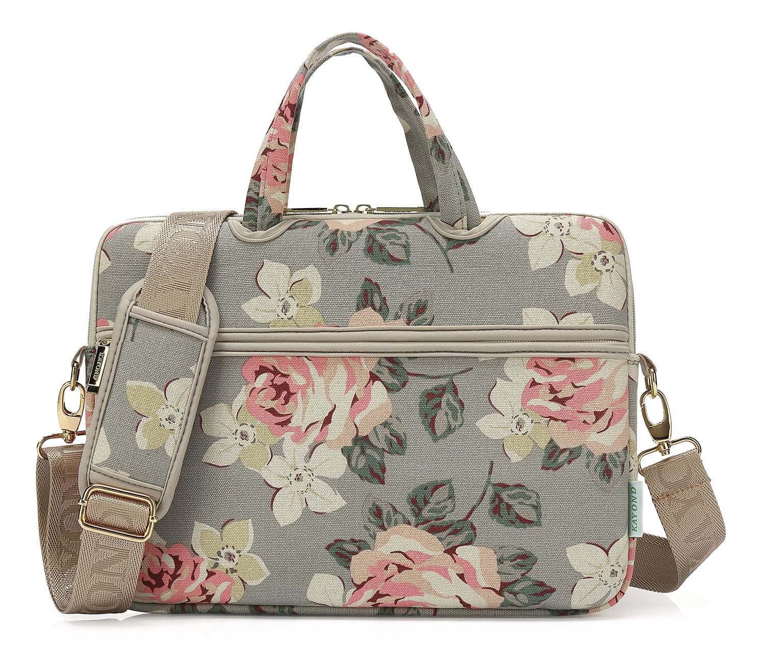 Kayond Gray Rose Canvas Laptop Messenger Bag - 13-13.3 Inch Shoulder Bag for MacBook Air 13 & MacBook Pro 13/14 - Stylish Protective Sleeve Case for Work, School & Travel Accessories