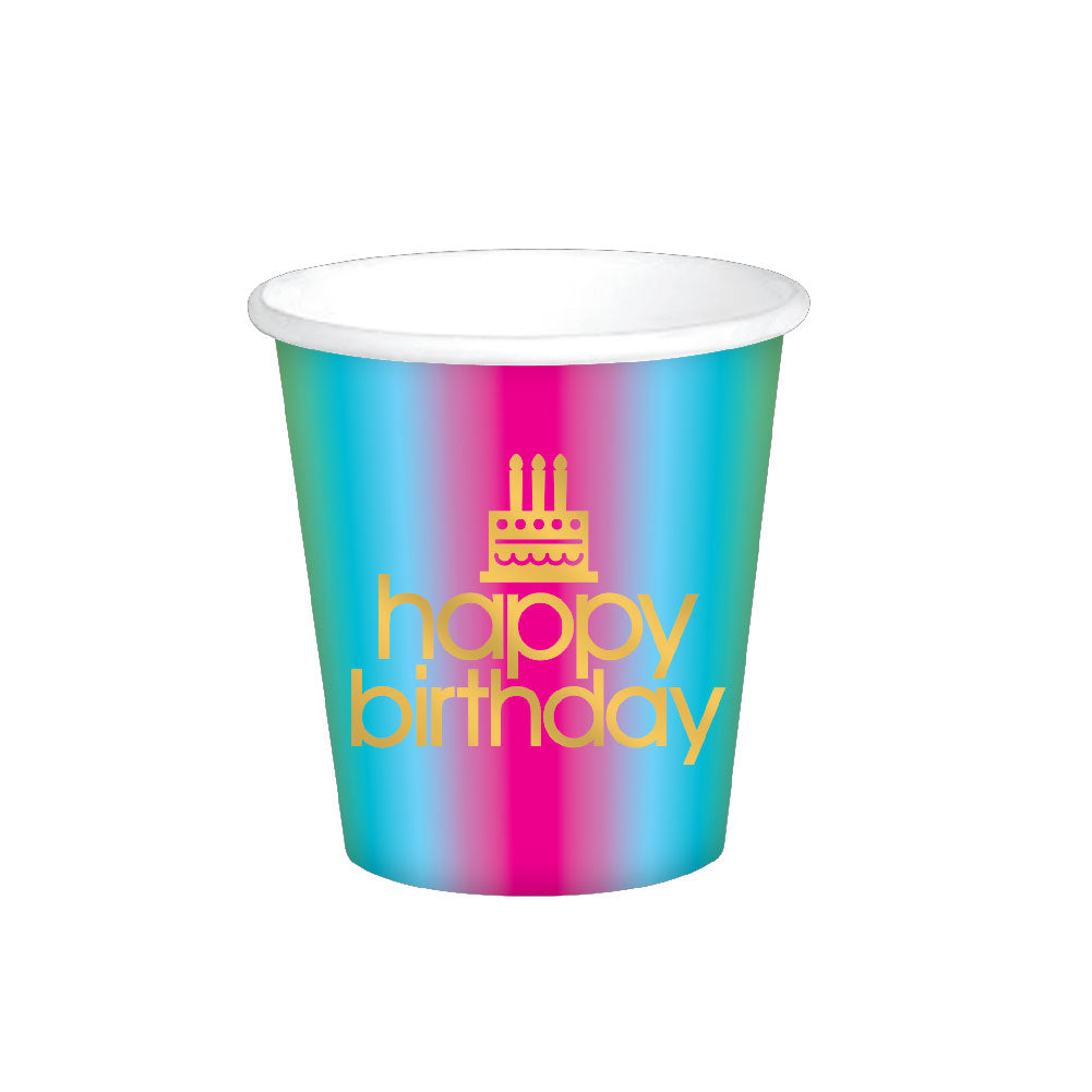 6 Count 9 Oz Disposable Paper Cups - Rainbow Color with Hot Stamp Design - Perfect for Parties, Events, and Home Use