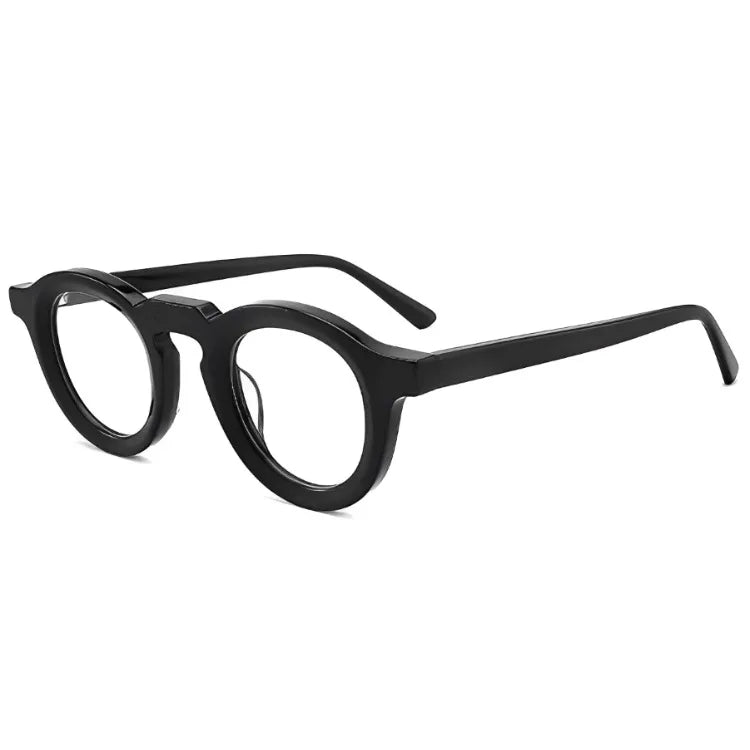 Stylish Black Full Rim Round Thick Acetate Eyeglasses Frame 23107 - Perfect for Reading, Fashion & Everyday Wear