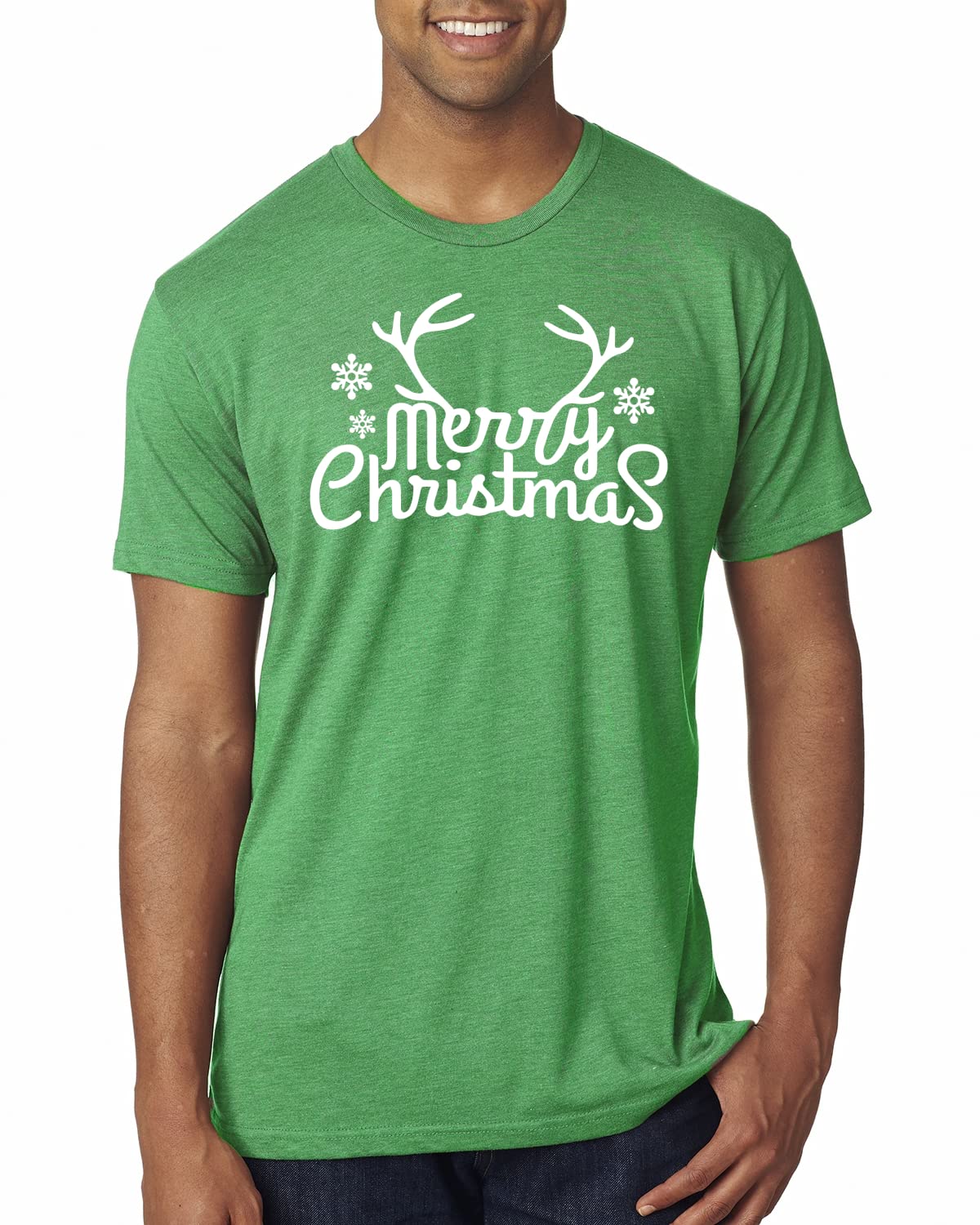 Premium Christmas Antler Tri-Blend T-Shirt for Men - Soft & Comfortable Holiday Tee - Perfect for Christmas Parties, Family Gatherings & Festive Celebrations