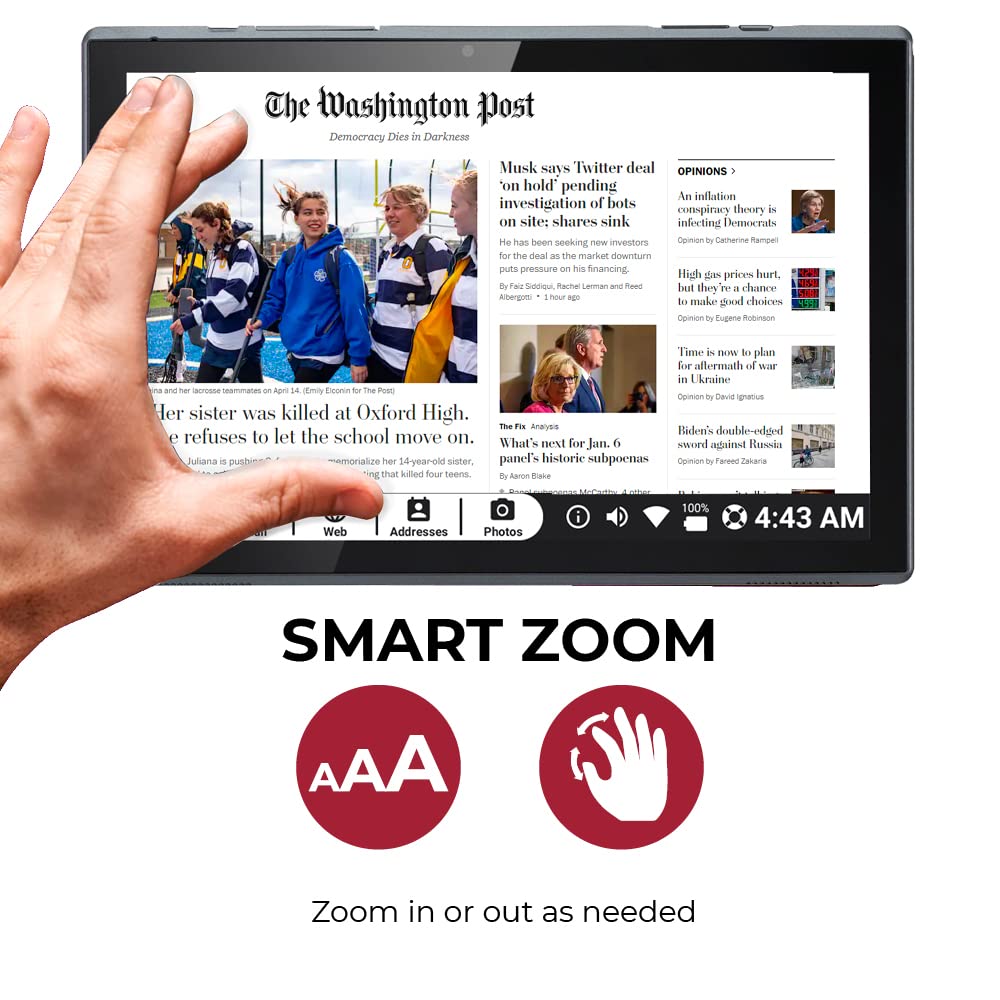 Easy-to-Use 10.1 Inch Touch Screen Tablet for Seniors - Simple Interface, WiFi, Dual Cameras - Perfect for Video Calls, Web Browsing & Photos - Great Gift for Elderly Parents & Grandparents - Ideal for Family Communication, Online Learning & Entertainment