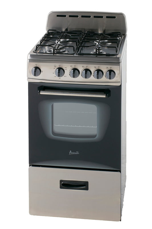 Avanti GR2013CSS 20-Inch Gas Range with 4 Sealed Burners - Perfect for Small Kitchens, Apartments & RVs - Stainless Steel Finish, Oven & Broiler