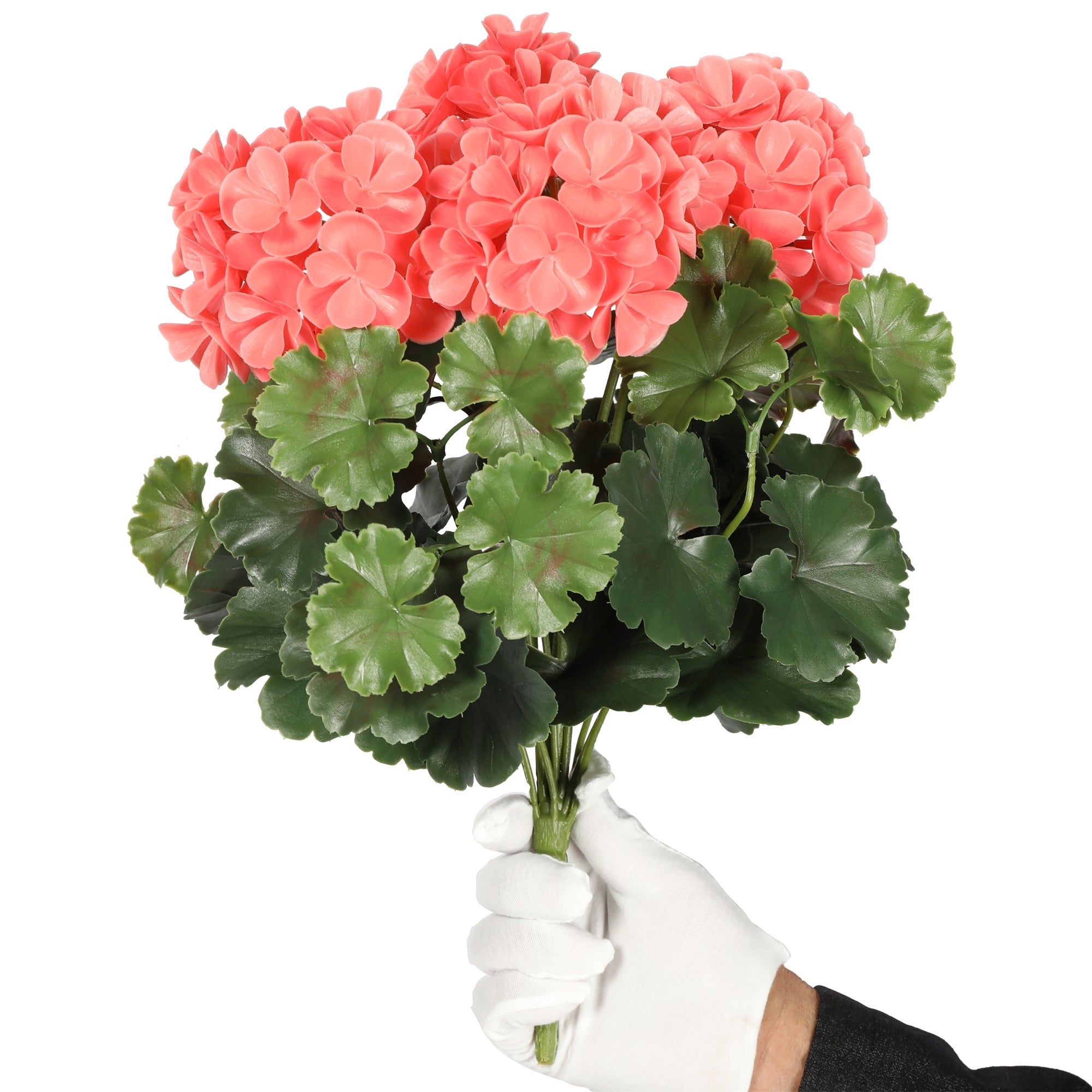 UV-Resistant Outdoor Artificial Geranium Flower Bush - Pink (Pack of 6) | Faux Flowers for Garden, Patio, Porch & Window Box Decor | All-Weather Fake Plants for Home & Commercial Landscaping