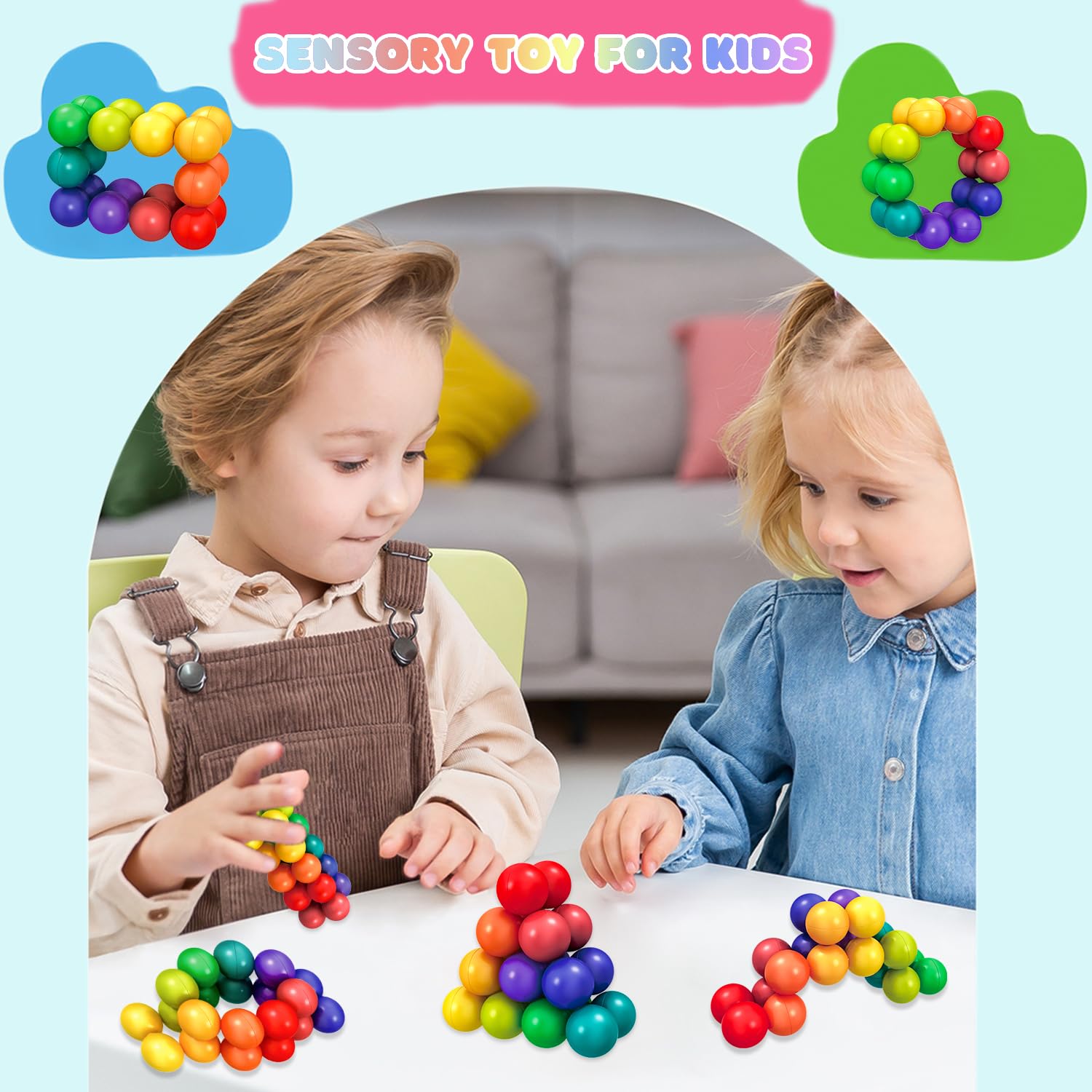 ASOVNIS Sensory Fidget Toys for Kids & Toddlers - Stress Relief Autism Toys for Boys & Girls Ages 3-7 - Travel Friendly Fidget Spinner & Preschool Learning Toys - Perfect for Classroom, Car Rides & Anxiety Relief