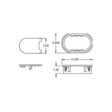 Black ABS Plastic Desk Cable Grommet - 2.25