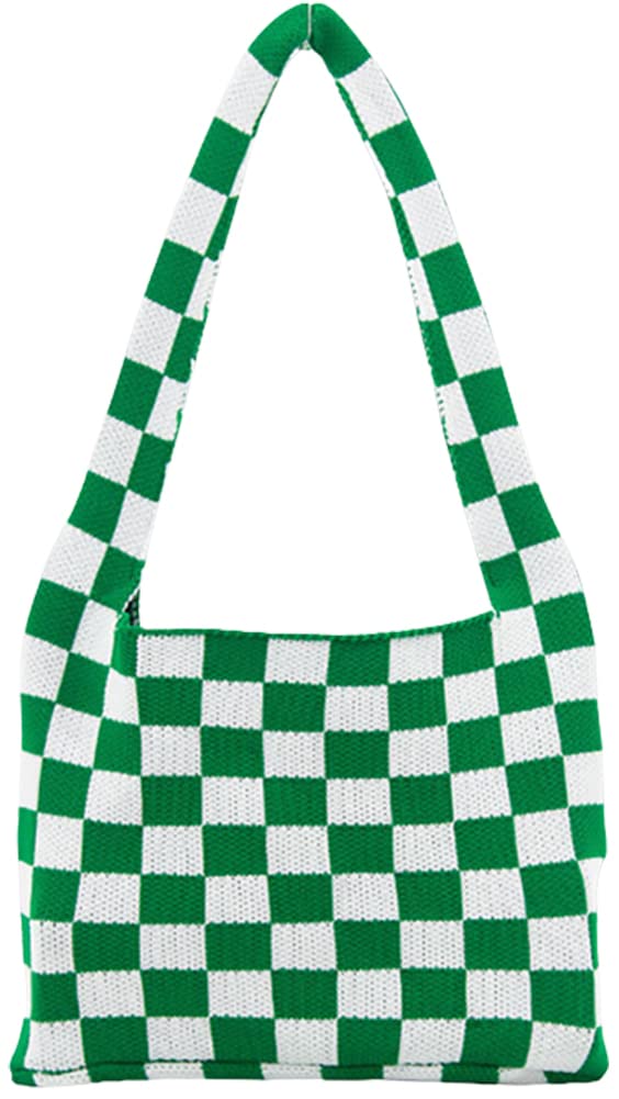 Stylish Knitted Checkerboard Hobo Shoulder Bag - Trendy Check Stitching Tote Handbag for Women | Perfect for Casual Outings, Shopping & Daily Use