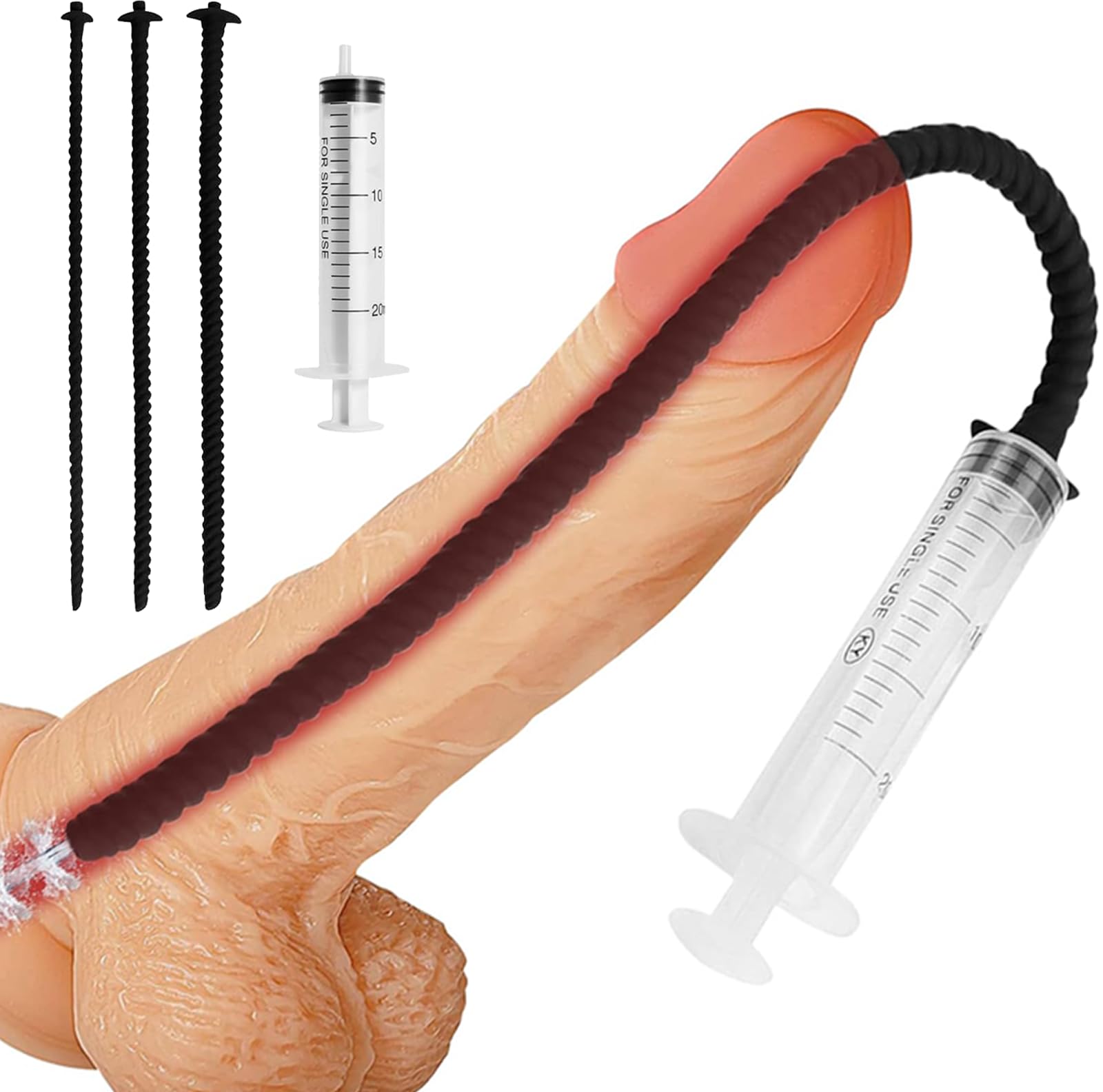 Premium Silicone Hollow Urethral Sound Trainer Set - 3pc Male Enhancement Dilator Kit for Penis Plug & Catheter Play | Medical-Grade Urethral Penetration Toys for Chastity, Sounding & Estim Play | Safe Sex Products for BDSM & Adult Exploration