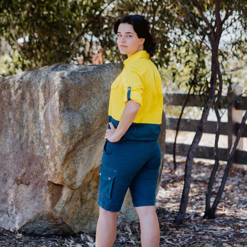 Women's Mid Rise Cargo Shorts - Comfortable Stretch Fabric for Outdoor Hiking, Travel & Casual Wear