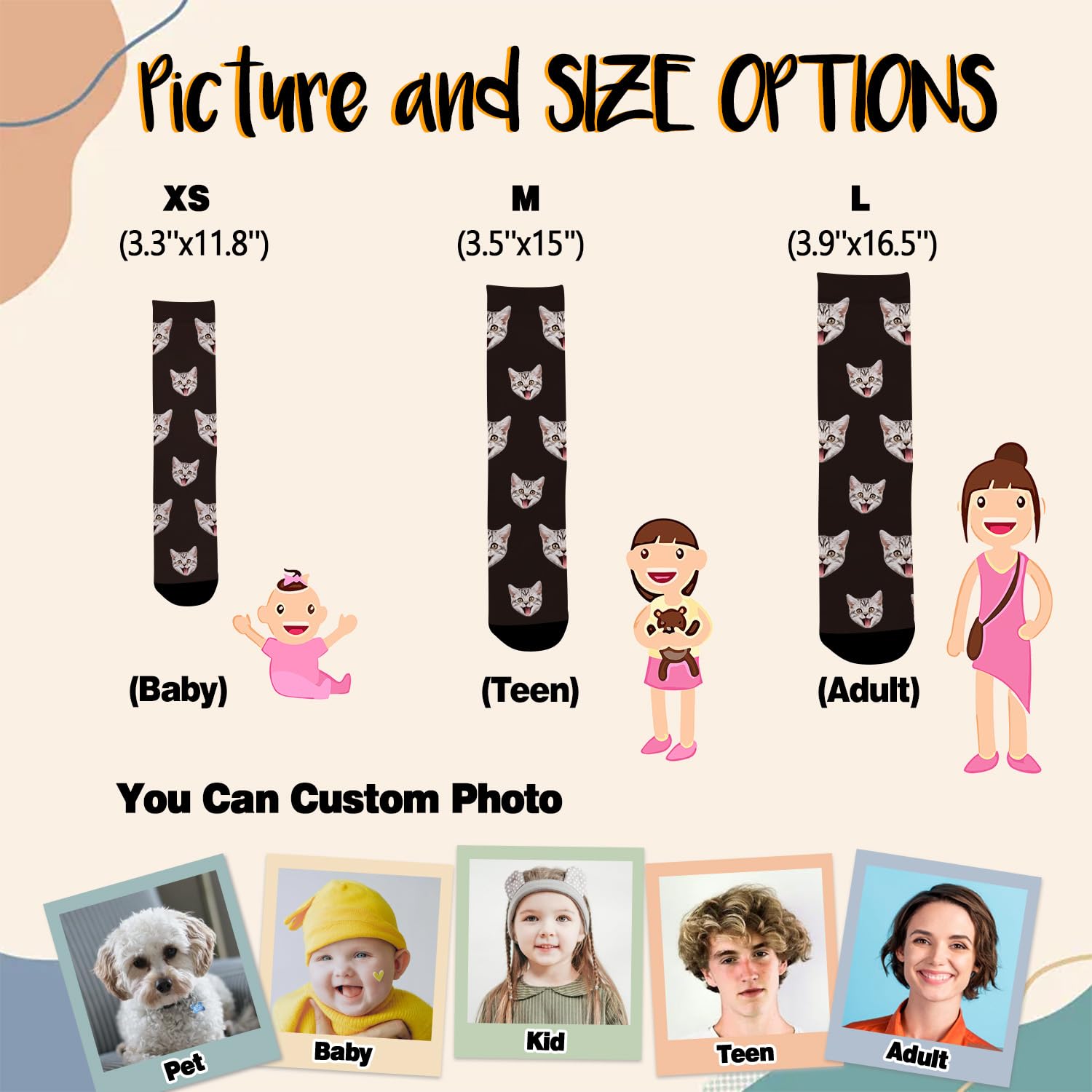 ShineSand Custom Pet Lovers Face Socks - Personalized Dog Cat Socks for Women & Men - Unique Gift for Animal Lovers - Perfect for Holidays, Birthdays & Matching Couple Outfits