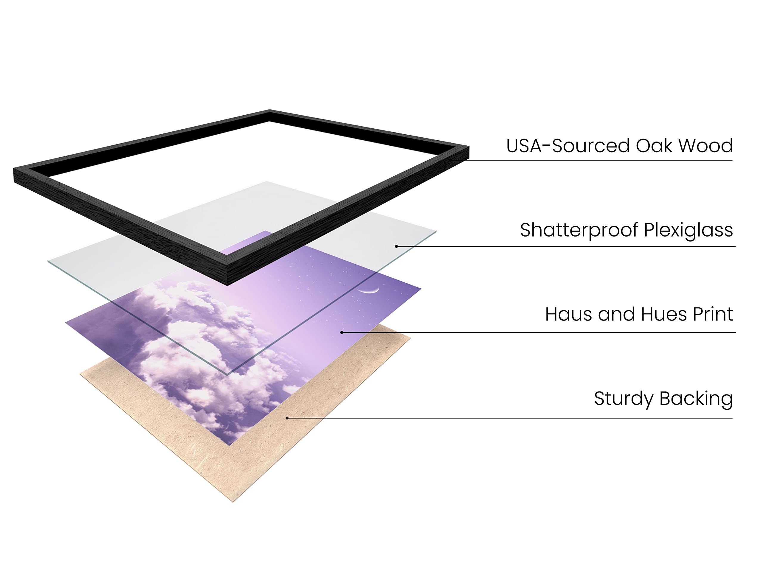 HAUS AND HUES Purple Cloud Wall Art - 12x16 Black Framed Gradient Sky Painting for Bedroom Decor | Aesthetic Purple Wall Decor for Girls Room, Living Room & Nursery
