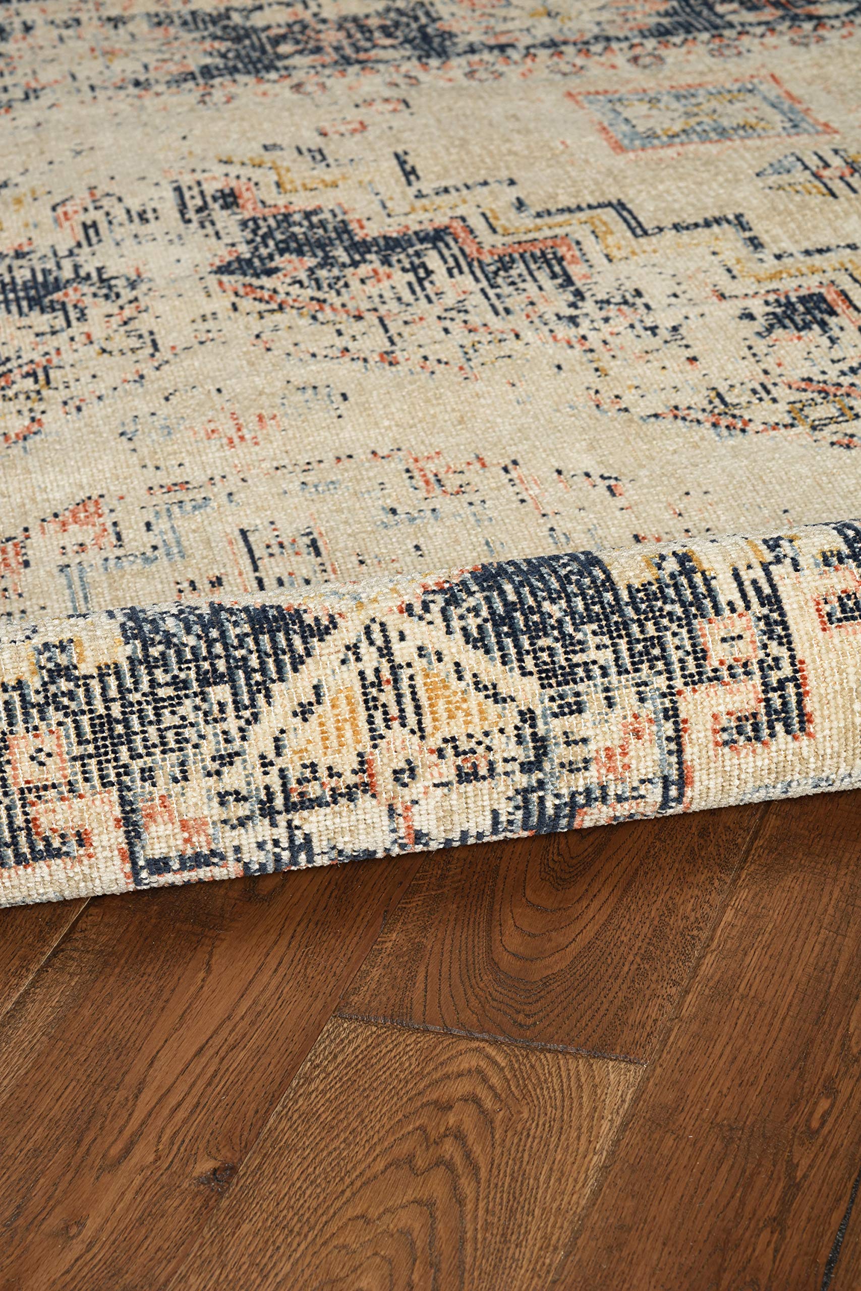 Premium Linon Home Decor Plateau Nelson Ivory/Navy 8' X 10' Area Rug - Soft & Durable for Living Room, Bedroom, or Office Decor