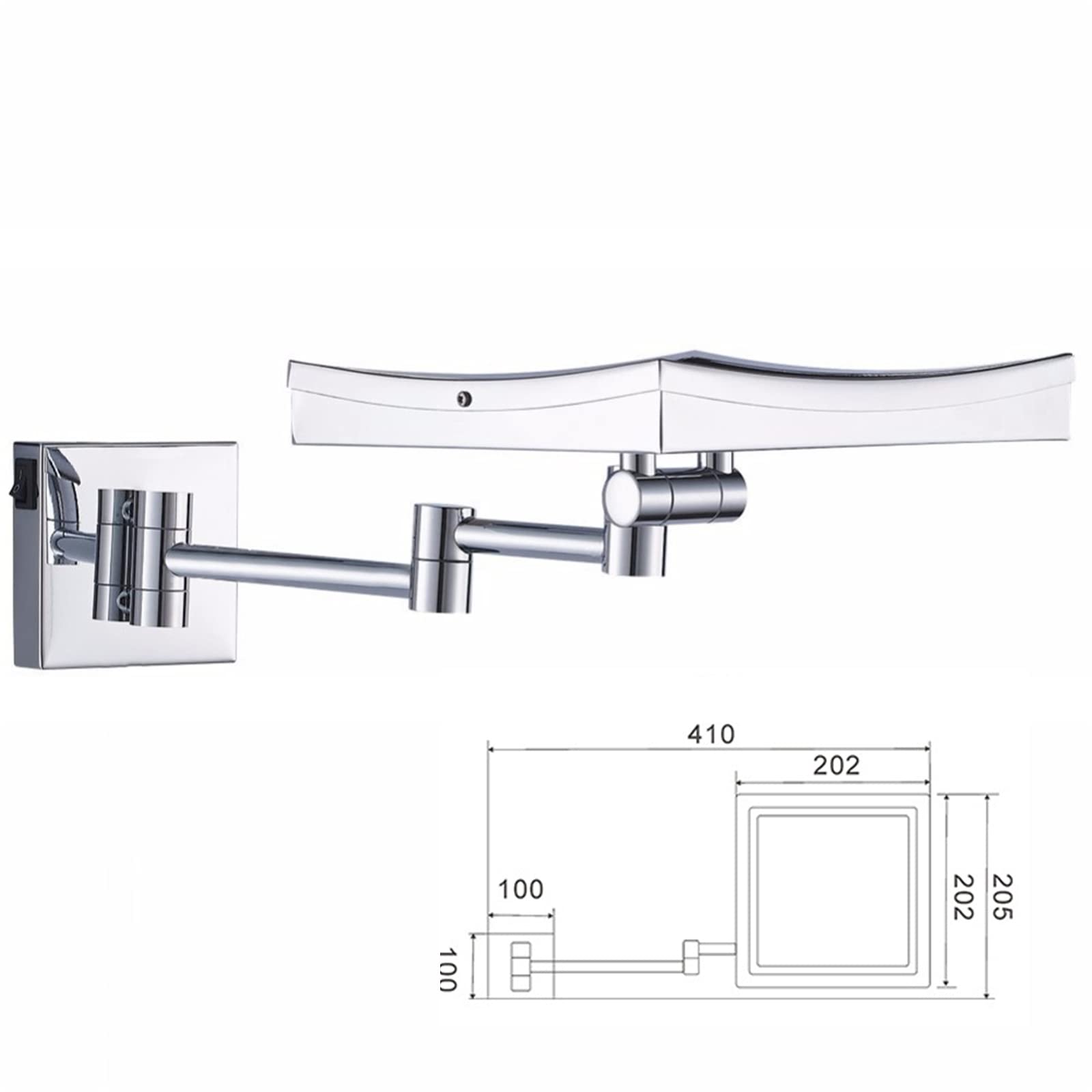 Premium LED Bathroom Makeup Mirror with Lights - 3X Magnification, Wall Mounted & Rotatable Vanity Mirror for Shaving & Makeup - Extendable Design with Brass Plug (Nickel Finish, Hardwired) - Perfect for Home Bathroom, Salon & Dressing Room