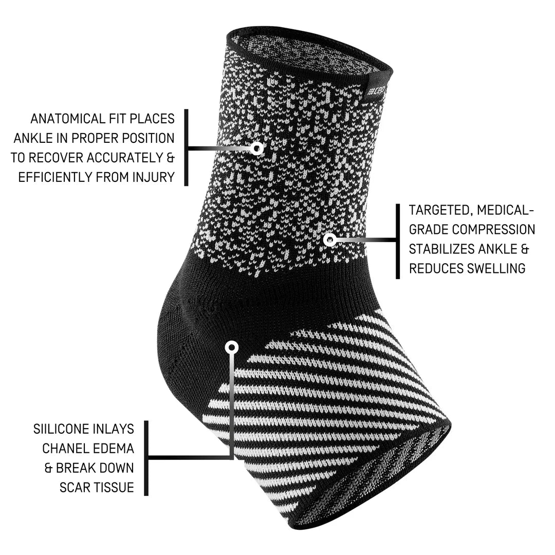 CEP Unisex Max Support Ankle Sleeve - Black/White - Compression Brace for Running, Basketball & Injury Recovery