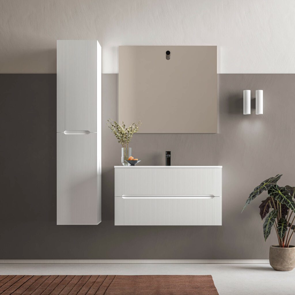 Runway 36 Matt White Wall Mount Vanity - Porcelain or Solid Surface with High Resistance Coating | Perfect for Modern Bathrooms & Powder Rooms