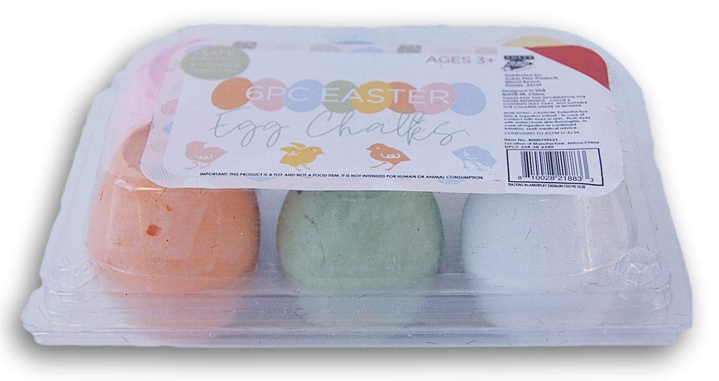Colorful Easter Egg-Shaped Sidewalk Chalk - 6 Pack for Kids Outdoor Play, Easter Egg Hunts & Creative Drawing on Driveways
