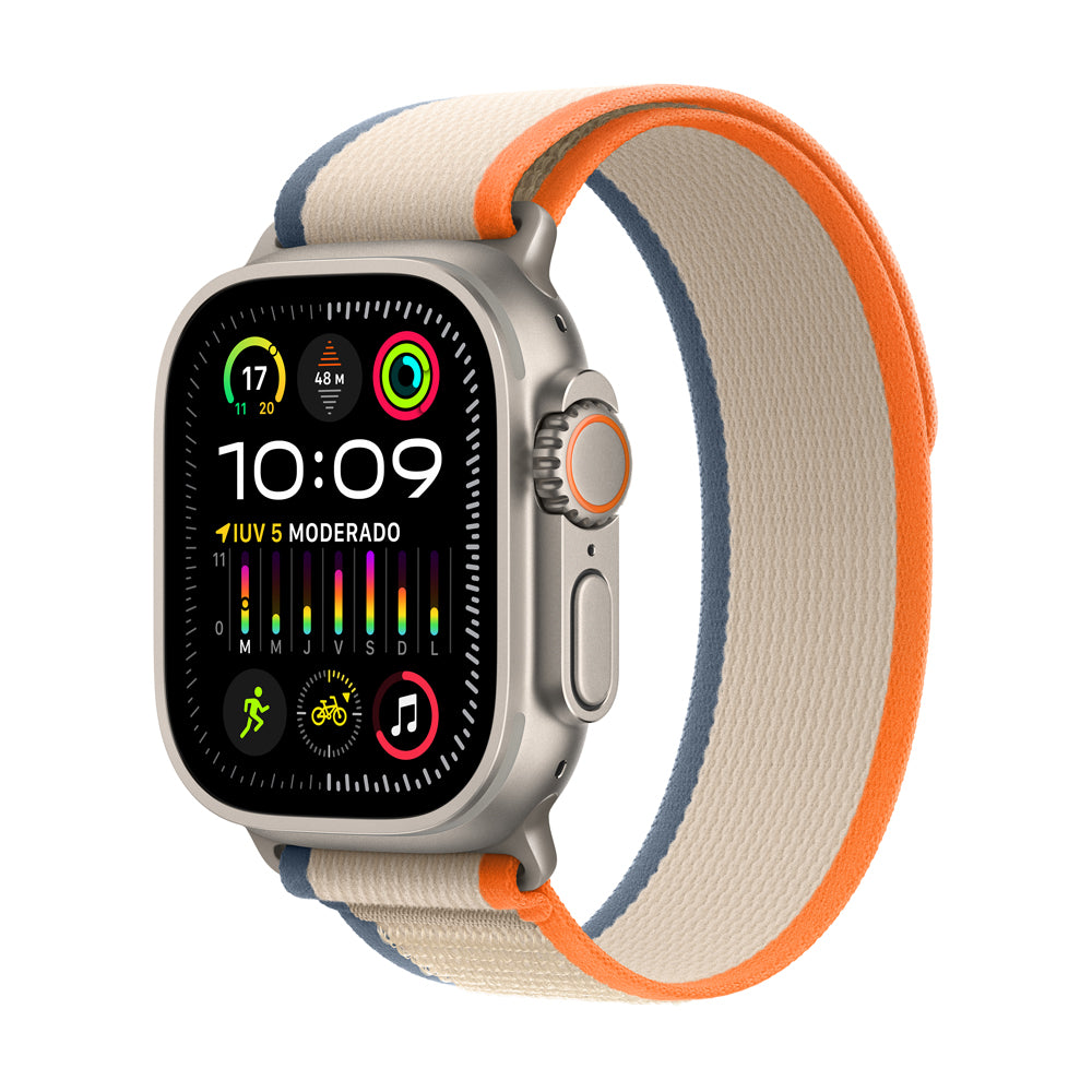 Apple Watch Ultra 2 GPS + Cellular 49mm Titanium Case with Orange/Beige Trail Band M/L - Perfect for Outdoor Adventures & Fitness Tracking