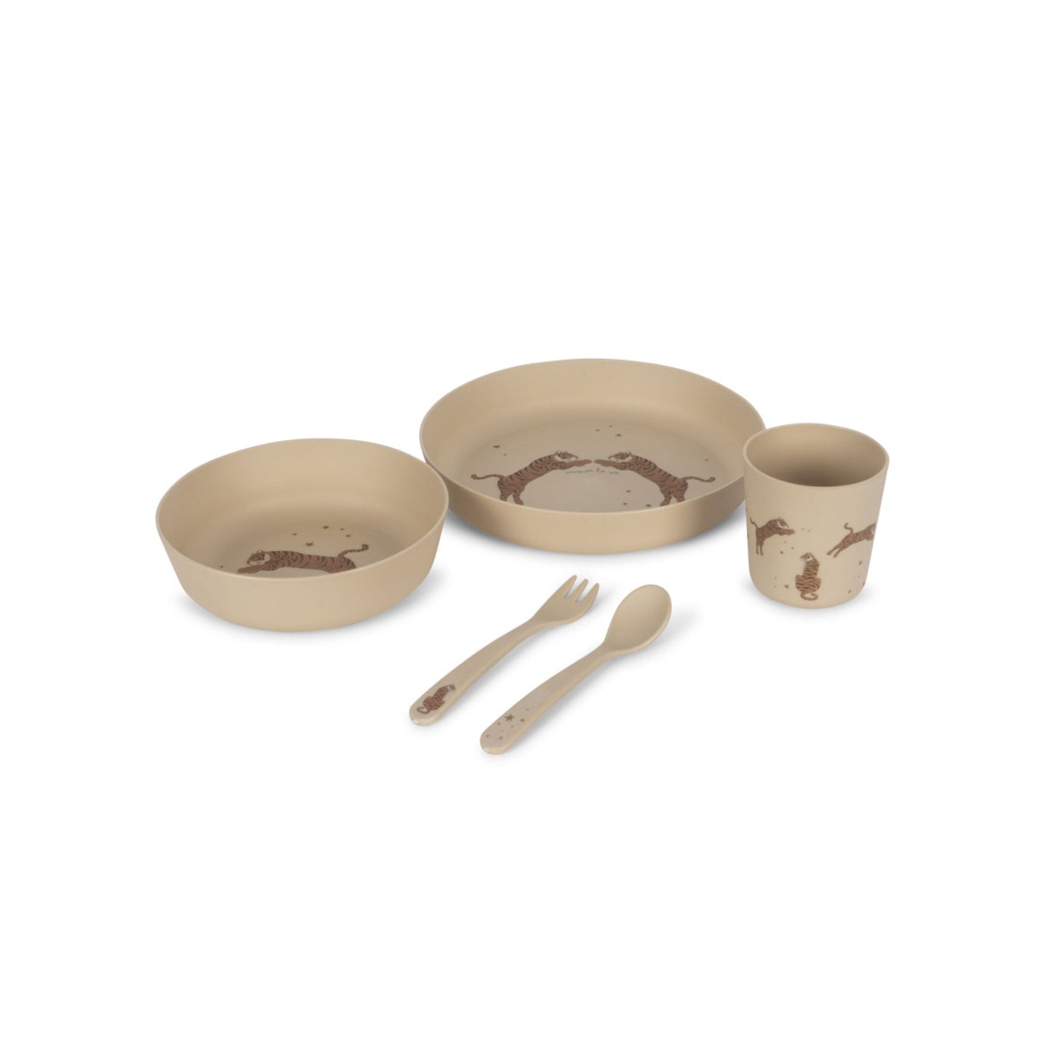 KONGES SLØJD Toddler Dinner Set - 3-Piece Kids Tableware with Tiger Design for Safe & Fun Mealtime - Perfect for Home, Preschool & Travel Use
