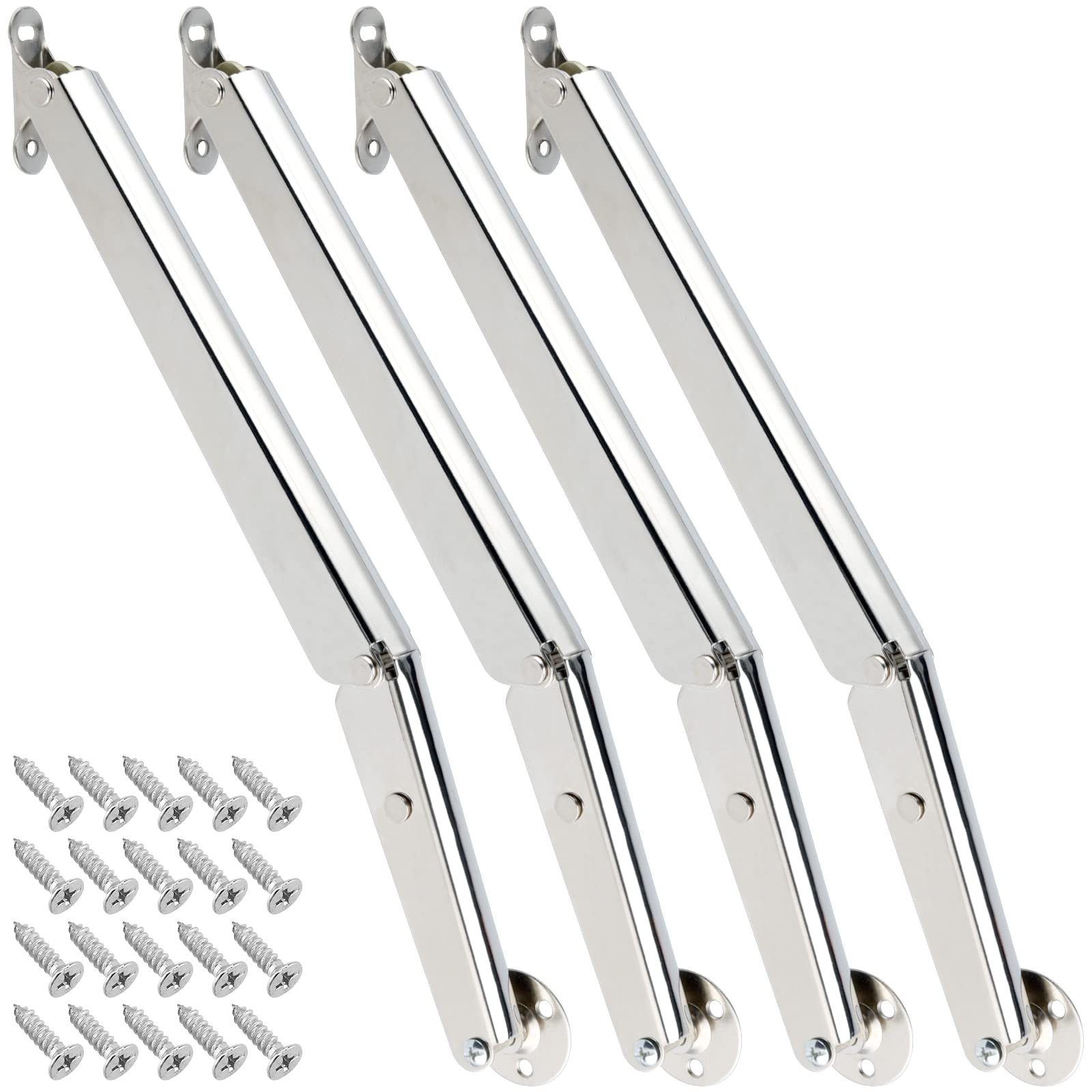 KEILEOHO 4 Pack 200N Soft Close Cabinet Hinges - Heavy Duty Lid Stay Hinges with Automatic Slow Lowering Gas Struts - Pneumatic Lid Lifters for Wardrobe, Closet, Wooden Box - Perfect for Kitchen Cabinets, Storage Boxes & Furniture Assembly
