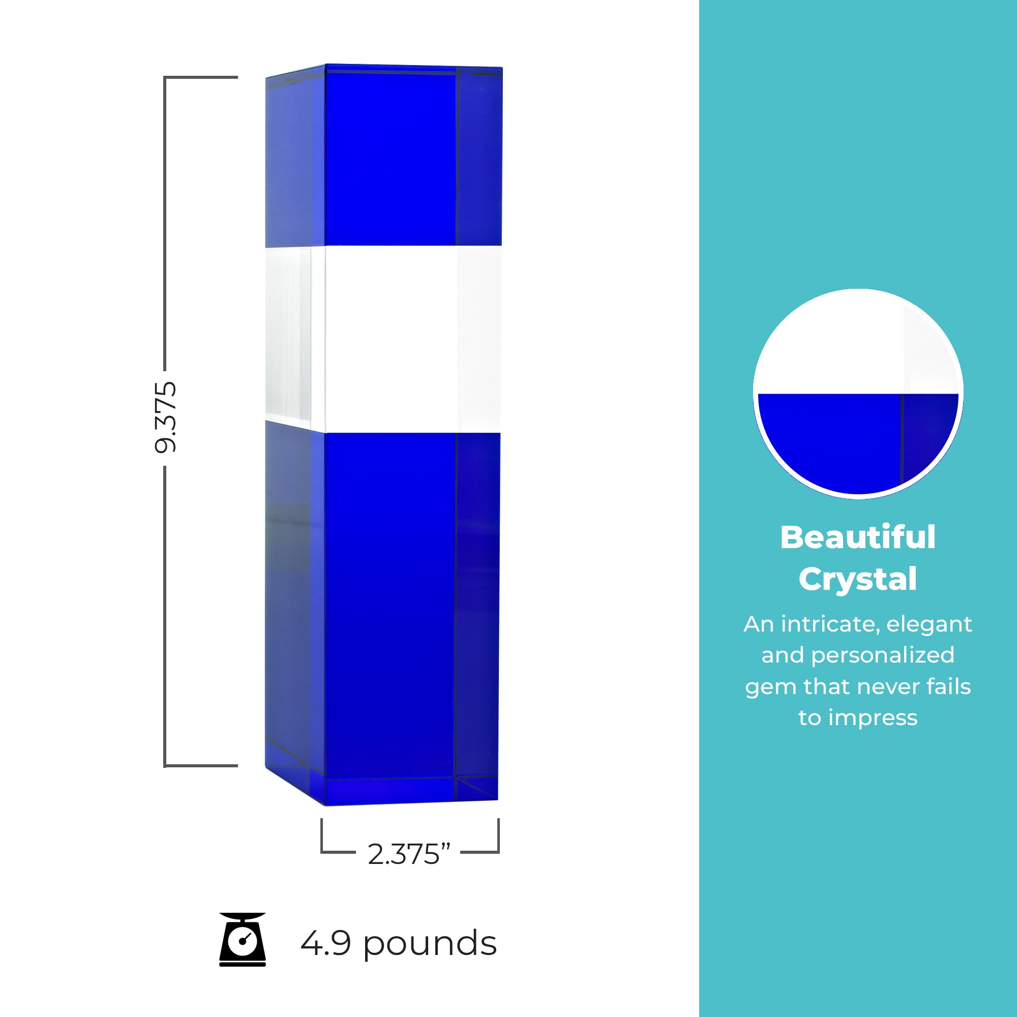 Baudville Engraved Crystal Trophy with Blue Base - Custom Employee Award with Personalized Engraving - Elegant Gift Box Included - Perfect for Recognition Ceremonies & Corporate Awards