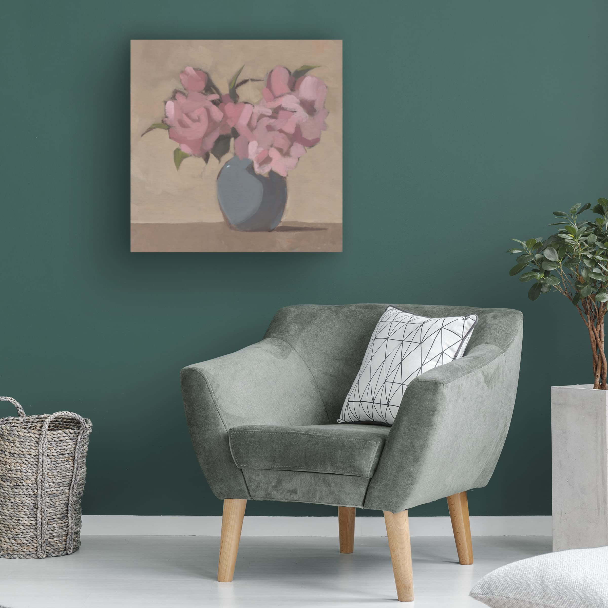 Jacob Green 'Spring Vase IV' Floral Canvas Wall Art Print - Modern Home Decor for Living Room, Bedroom & Office