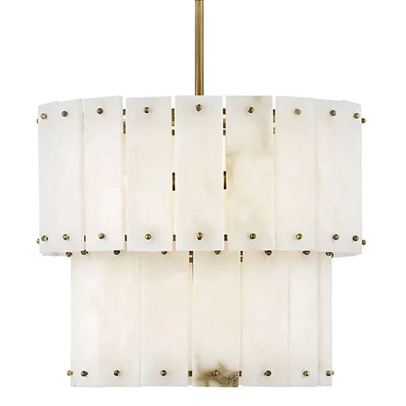 Alabaster Rancho 2-Tier Round Chandelier - Elegant Modern Ceiling Light Fixture for Dining Room, Living Room & Bedroom Lighting