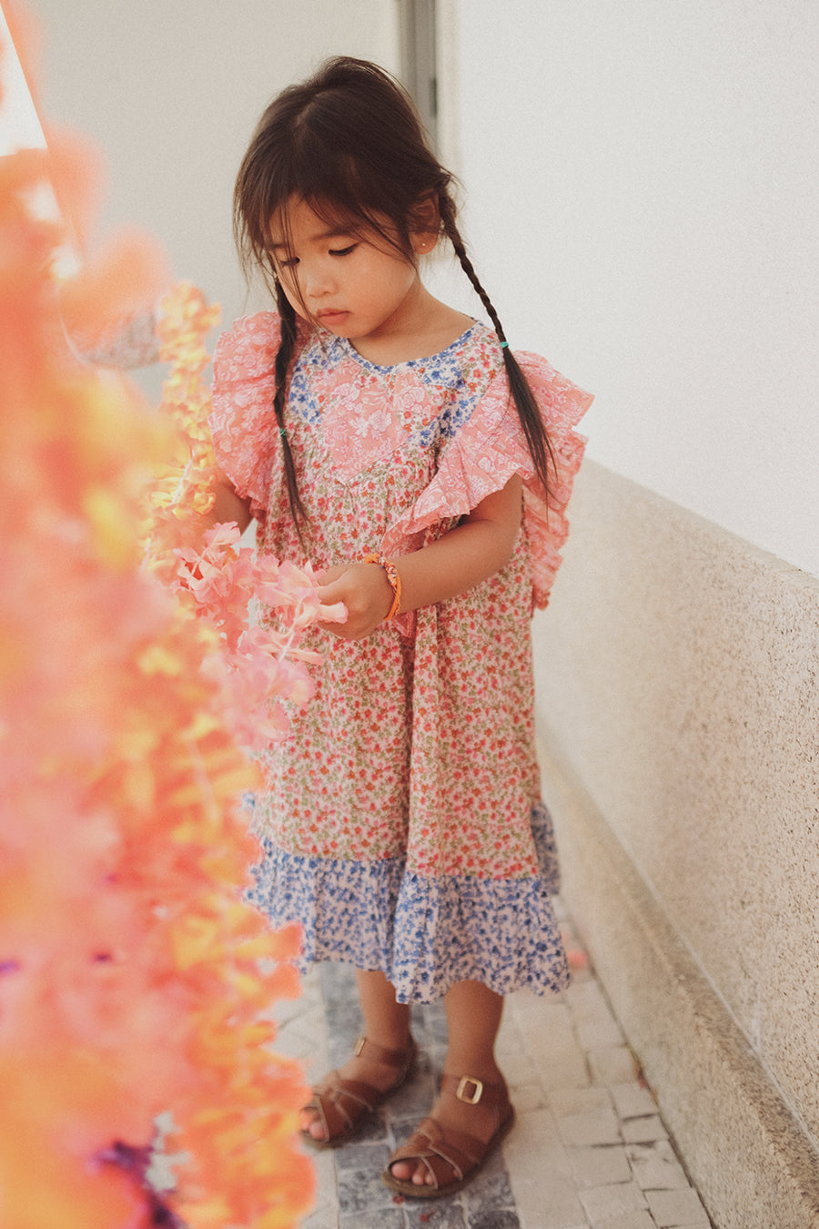 Louise Misha Jyoti Girls Dress - Elegant Floral Print Summer Dress for Toddler & Kids - Perfect for Birthday Parties, School Events & Family Outings
