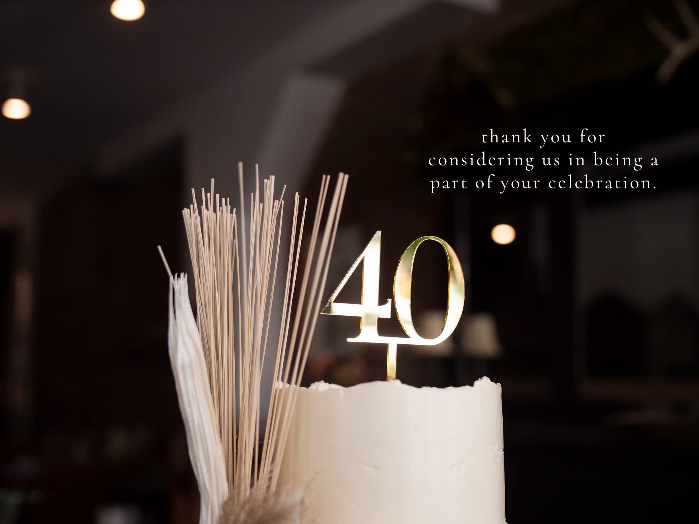 LS Designs 40th Birthday Cake Topper - Elegant Gold Acrylic Number 40 Cake Decor for Anniversary, Retirement & Milestone Celebrations - Perfect for Cakes, Cupcakes & Dessert Tables