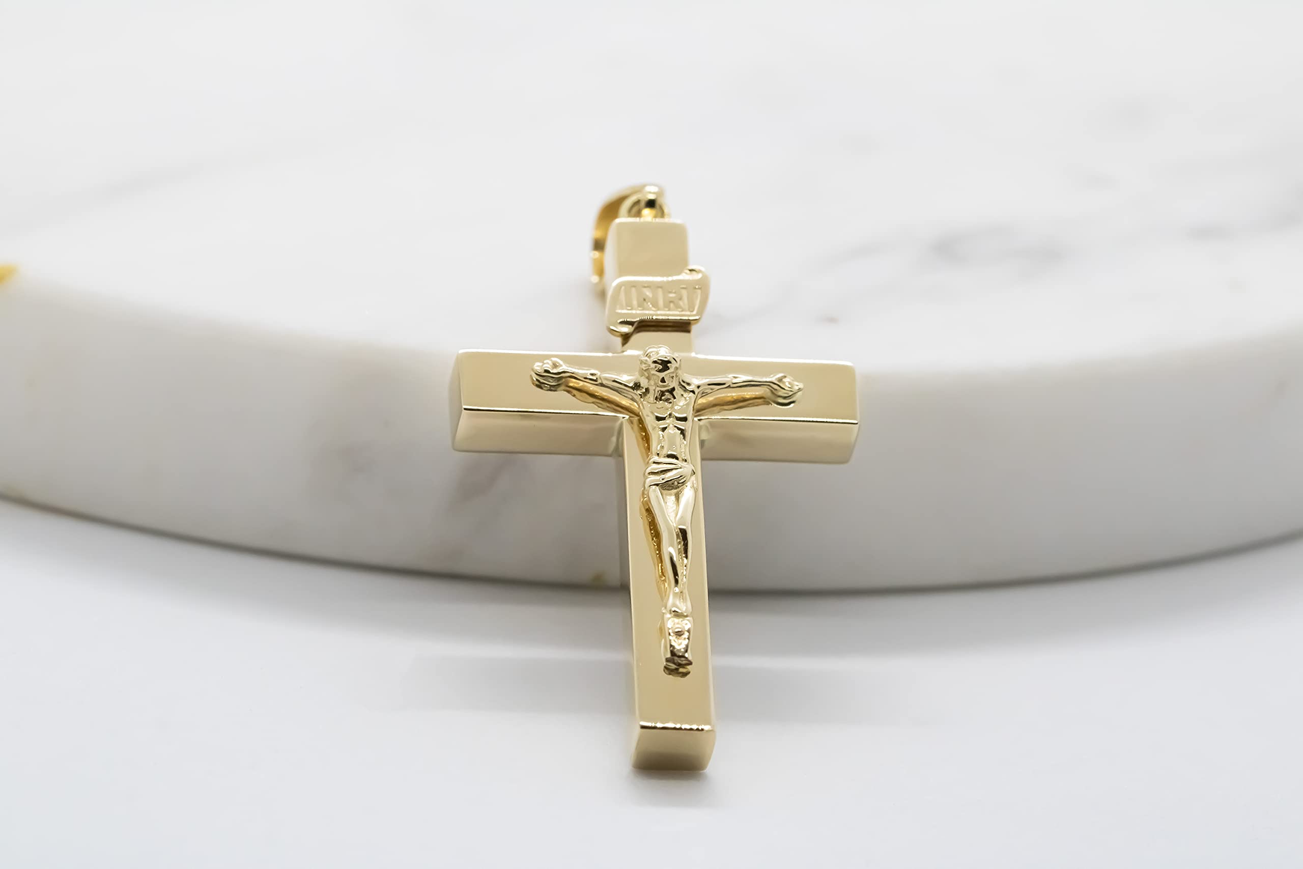 14K Yellow Gold Cross Pendant for Women & Men - Religious Jewelry Gift for Baptism, Confirmation, Christmas - Elegant Necklace for Everyday Wear