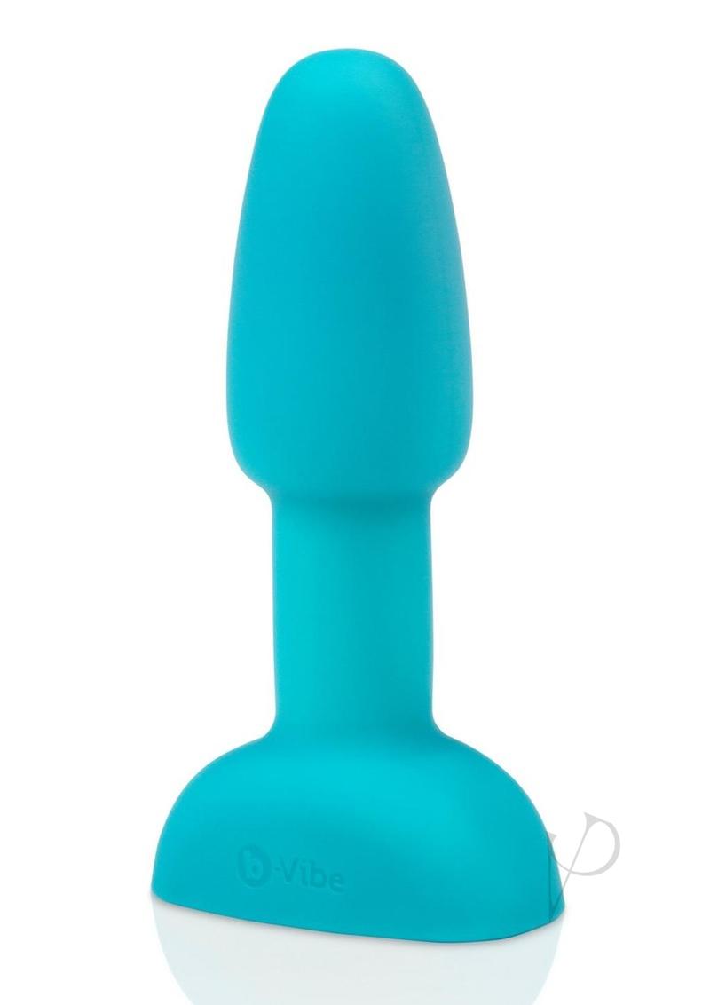 B Vibe Rimming Petite Rechargeable Silicone Anal Plug with Remote Control - Teal Color - Perfect for Couples Play & Solo Exploration