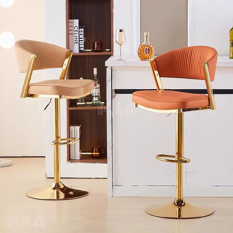 Narrow Bar Stools for Kitchen Counter - Adjustable Height Metal Bar Stools with Backrest, Modern Auxiliary Stools for Home, Bar, Cafe & Restaurant Use