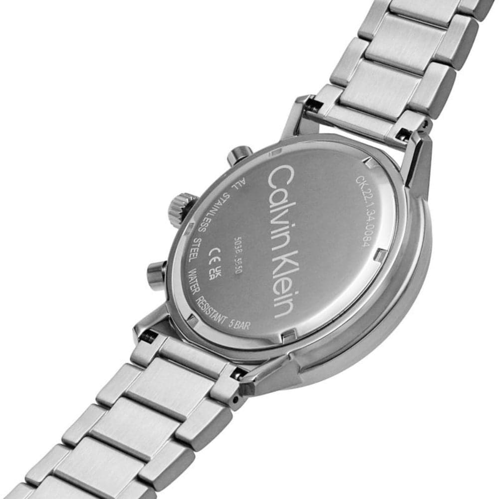 Calvin Klein Men's Blue Dial Chronograph Watch - Silver Stainless Steel Strap, Model 25200063 - Perfect for Business, Casual & Formal Occasions