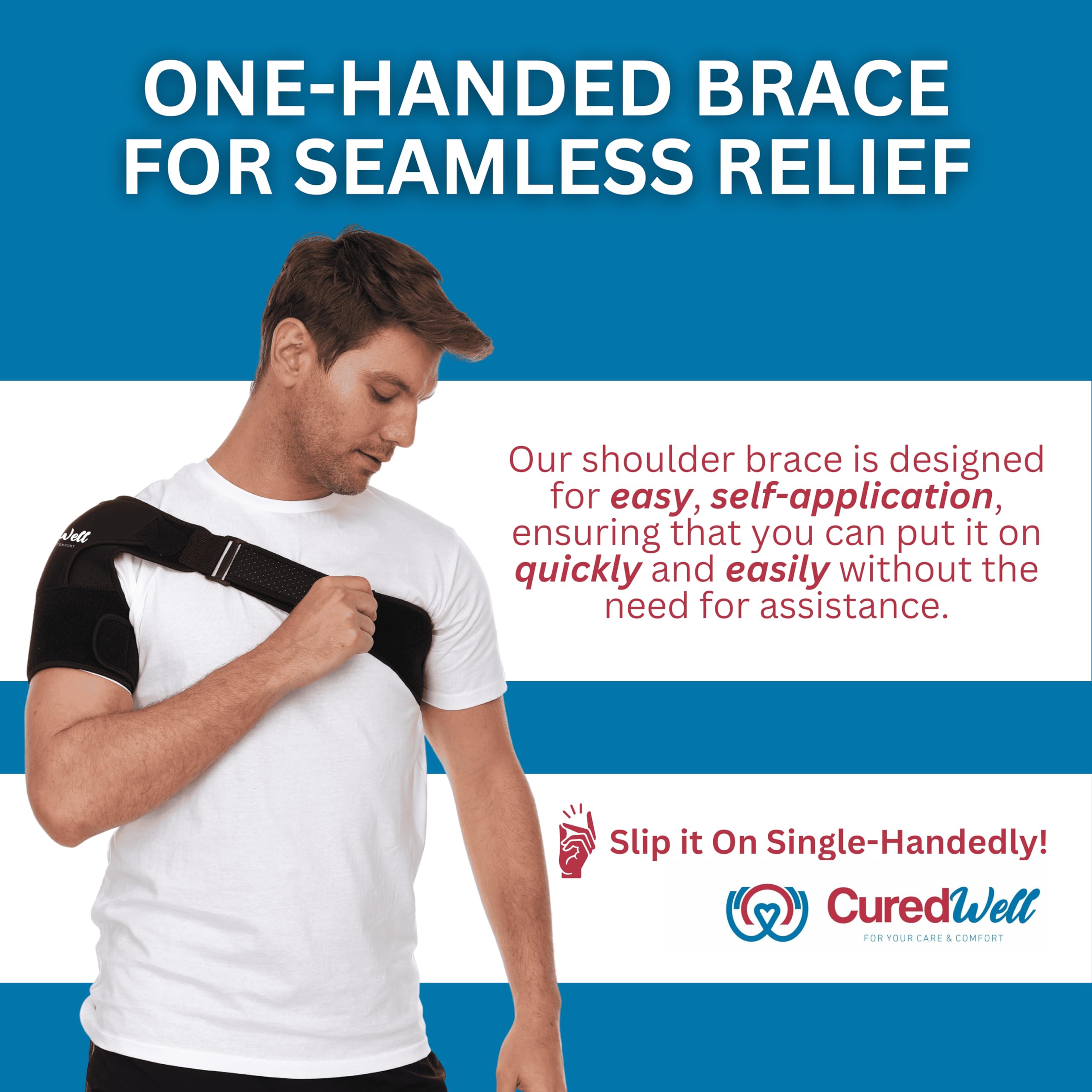 Rotator Cuff Support Brace for Women & Men - Adjustable Shoulder Compression Sleeve with Hot/Cold Pack Pocket - Left/Right Shoulder Pain Relief - Ideal for Post-Surgery Recovery, Sports Injuries & Arthritis Support (Medium)