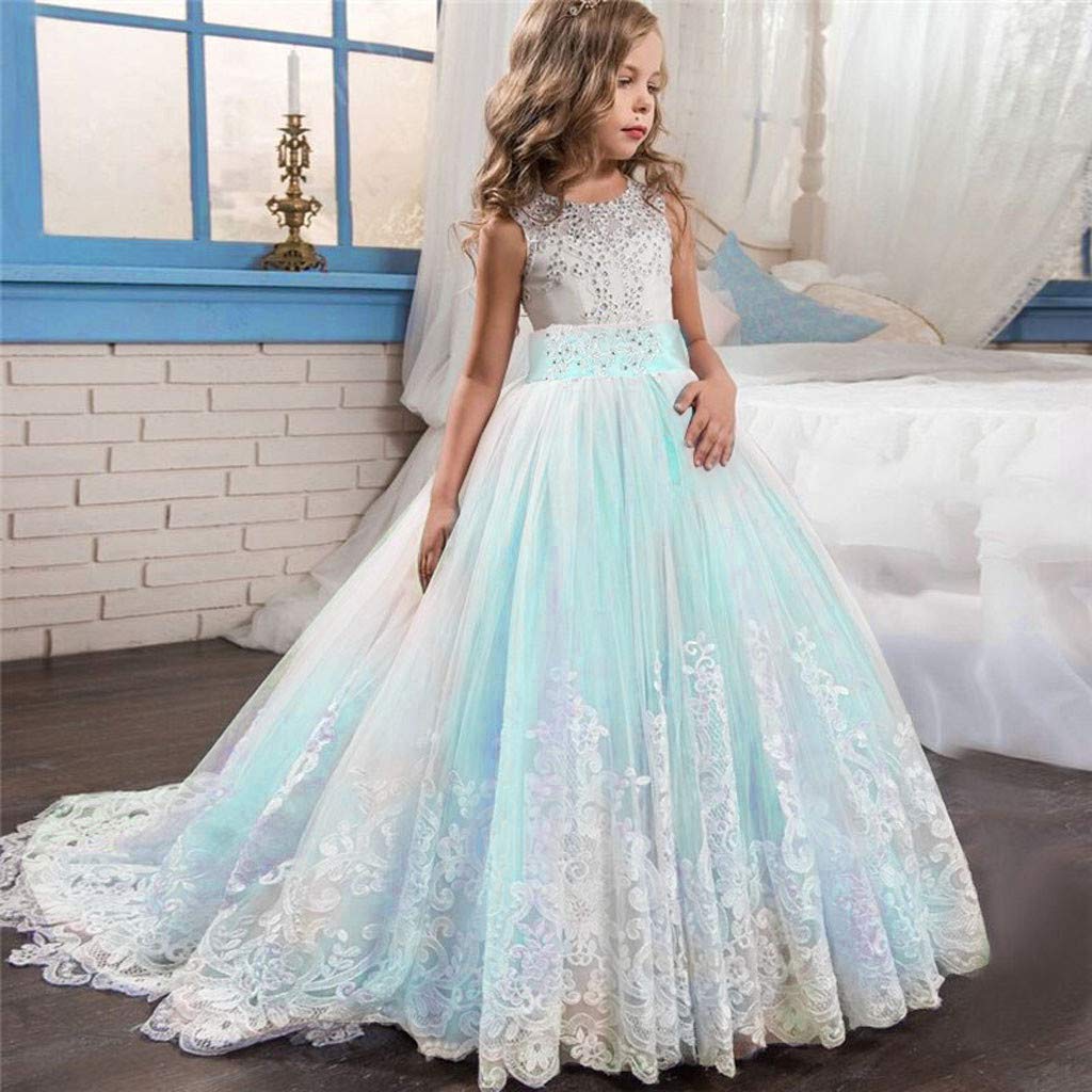 **Elegant Princess Dresses for Girls - Lace Tulle Party Gown for Wedding, Bridesmaid, Pageant & Special Occasions**    **Perfect for:** Birthday Parties, Weddings, Pageants, Flower Girl Dresses, Tea Parties & Dress-Up Play