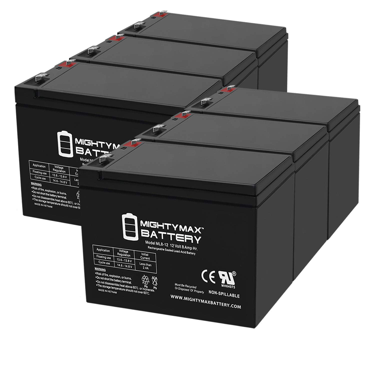 12V 8AH Big Game 12V Game Feeder Battery - 6 Pack for Hunting & Wildlife Feeding - Long Lasting Power Supply for Deer Feeders & Outdoor Equipment