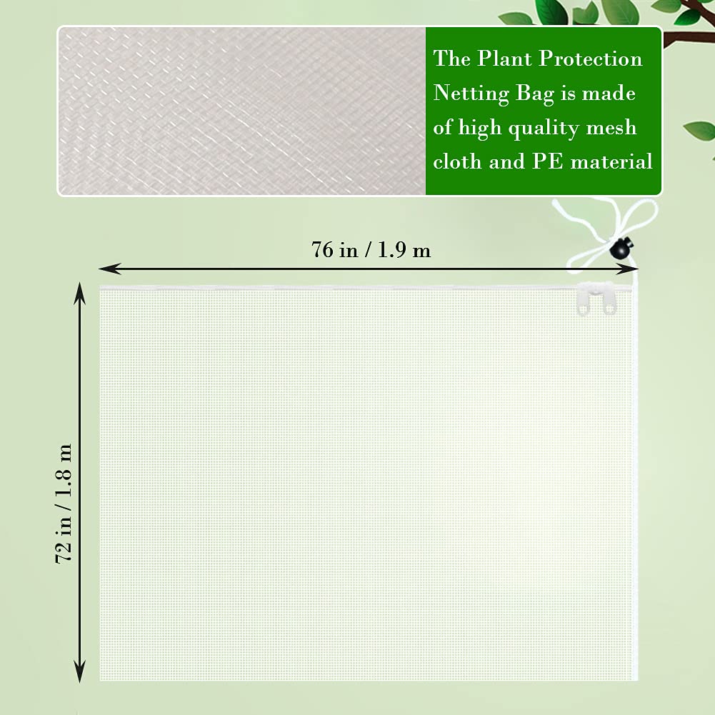 Premium Garden Plant Cover with Zipper - 72x76 Inch White Plant Protection Netting Bags (2-Pack) for Fruit Trees, Flowers & Vegetables | UV Resistant Mesh Netting for Pest Control & Frost Protection | Ideal for Backyard Gardening, Orchard Care & Seasonal Plant Shelter