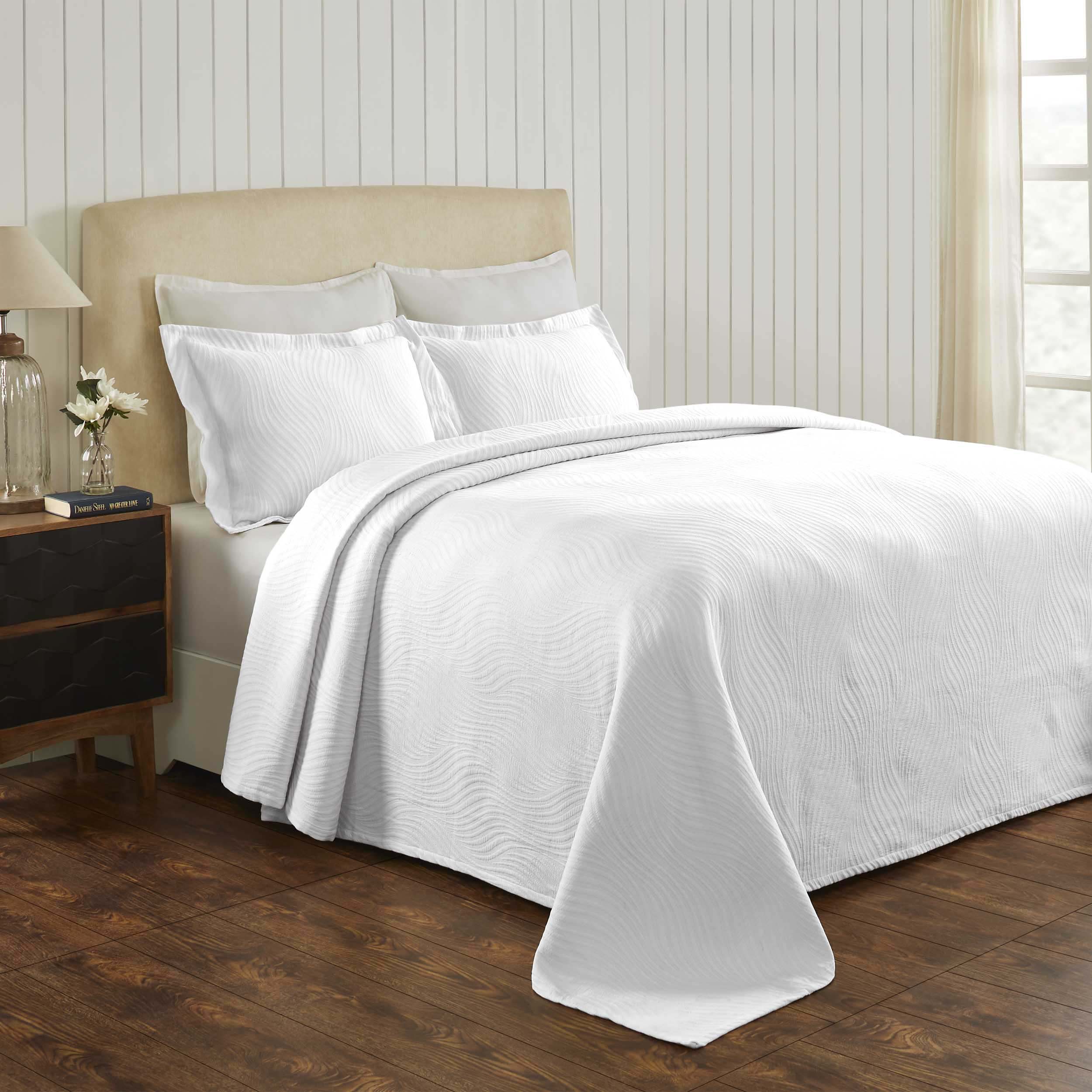 Luxury Cascade Cotton Jacquard Matelassé 3-Piece Bedspread Set - Queen Size Bedding with Elegant Textured Design for Master Bedroom & Guest Room Decor