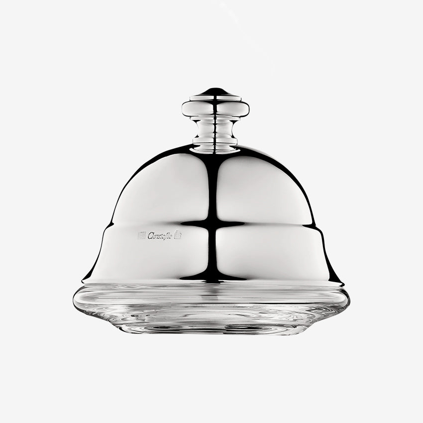 Christofle Albi Butter Dish with Lid - Elegant Silver-Plated Butter Keeper for Dining Table & Kitchen - Perfect for Breakfast, Brunch, and Entertaining