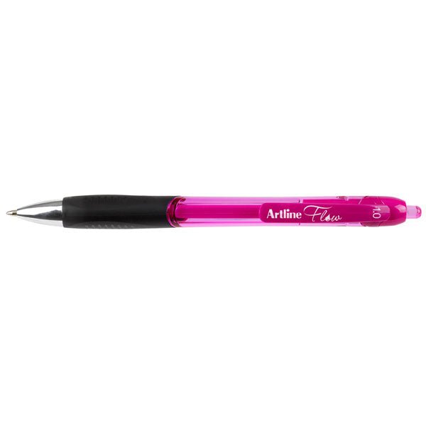 Artline Flow Retractable Ballpoint Pens - 12 Pack Pink Ink Pens for Smooth Writing | Office, School, Note Taking & Gift Giving