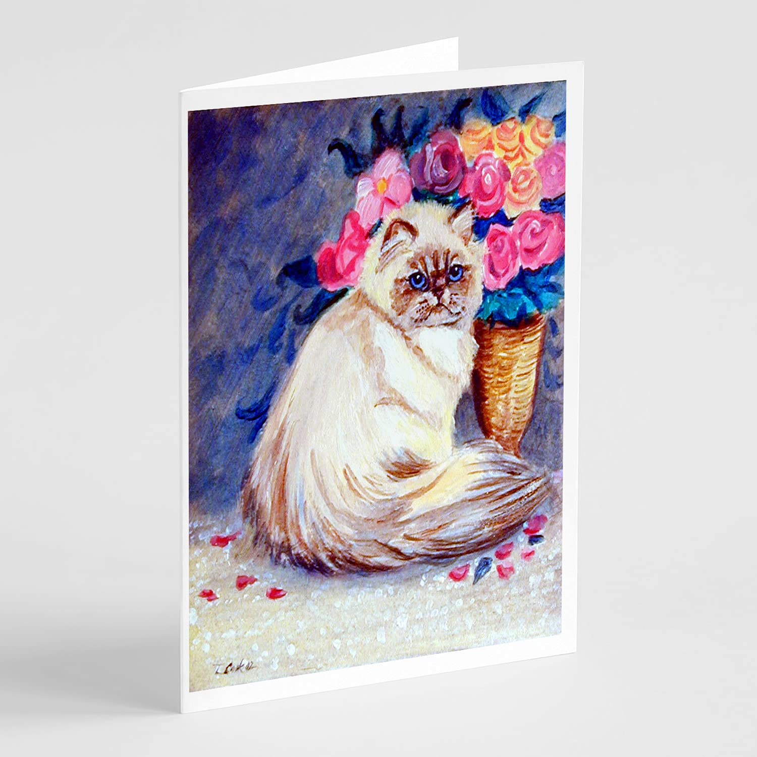 Persian Cat Greeting Cards & Envelopes Set - Pack of 8 Blank A7 (5x7) Note Cards for Birthdays, Thank You Notes & Special Occasions | Whimsical Feline Design by Caroline's Treasures