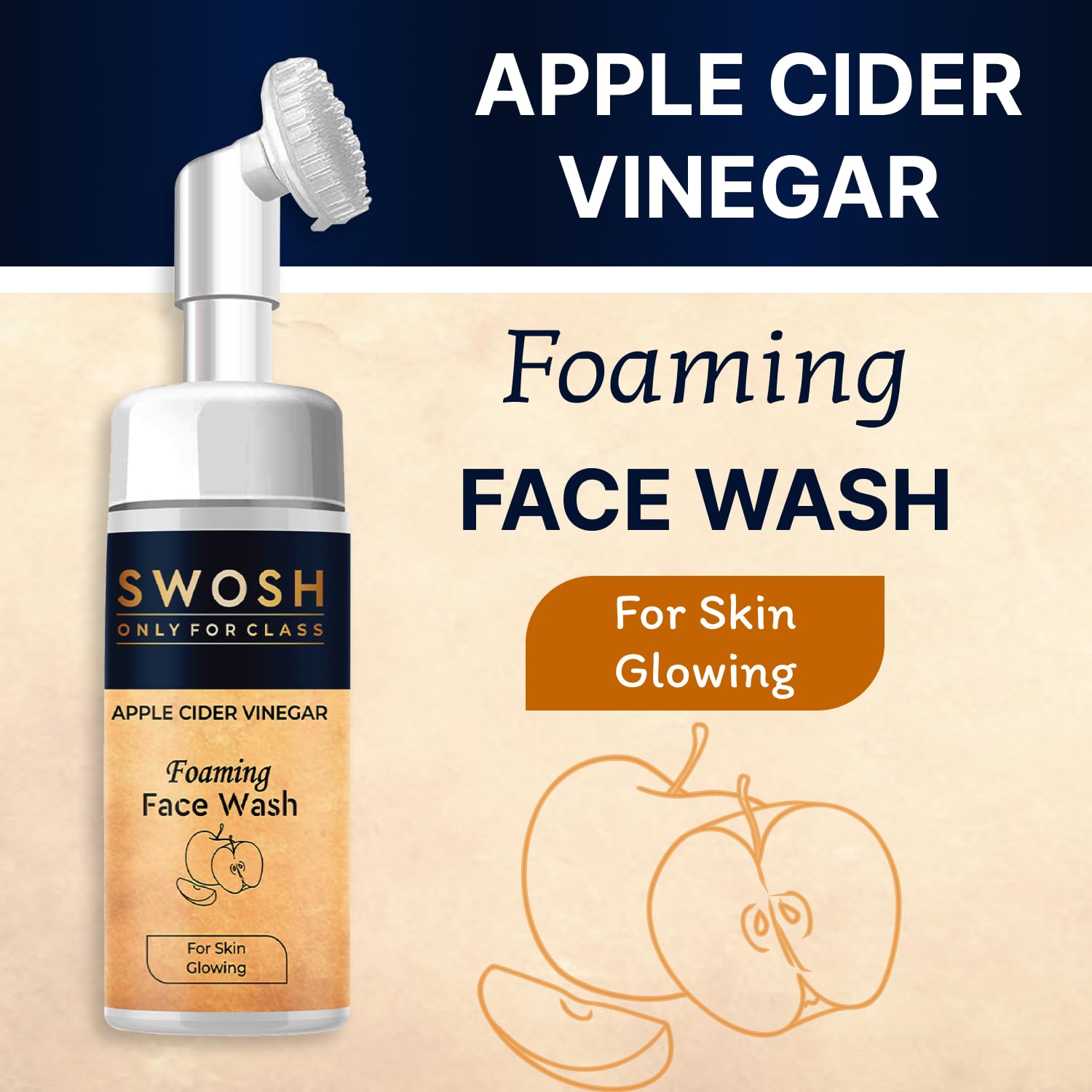 SWOSH ACV Foaming Face Wash with Apple Cider Vinegar - Gentle Exfoliating & Deep Cleansing (100ml) for Acne-Prone, Oily Skin - Enriched with Aloe Vera, Amla & Lemon Extract - Perfect for Daily Skincare Routine for Men & Women